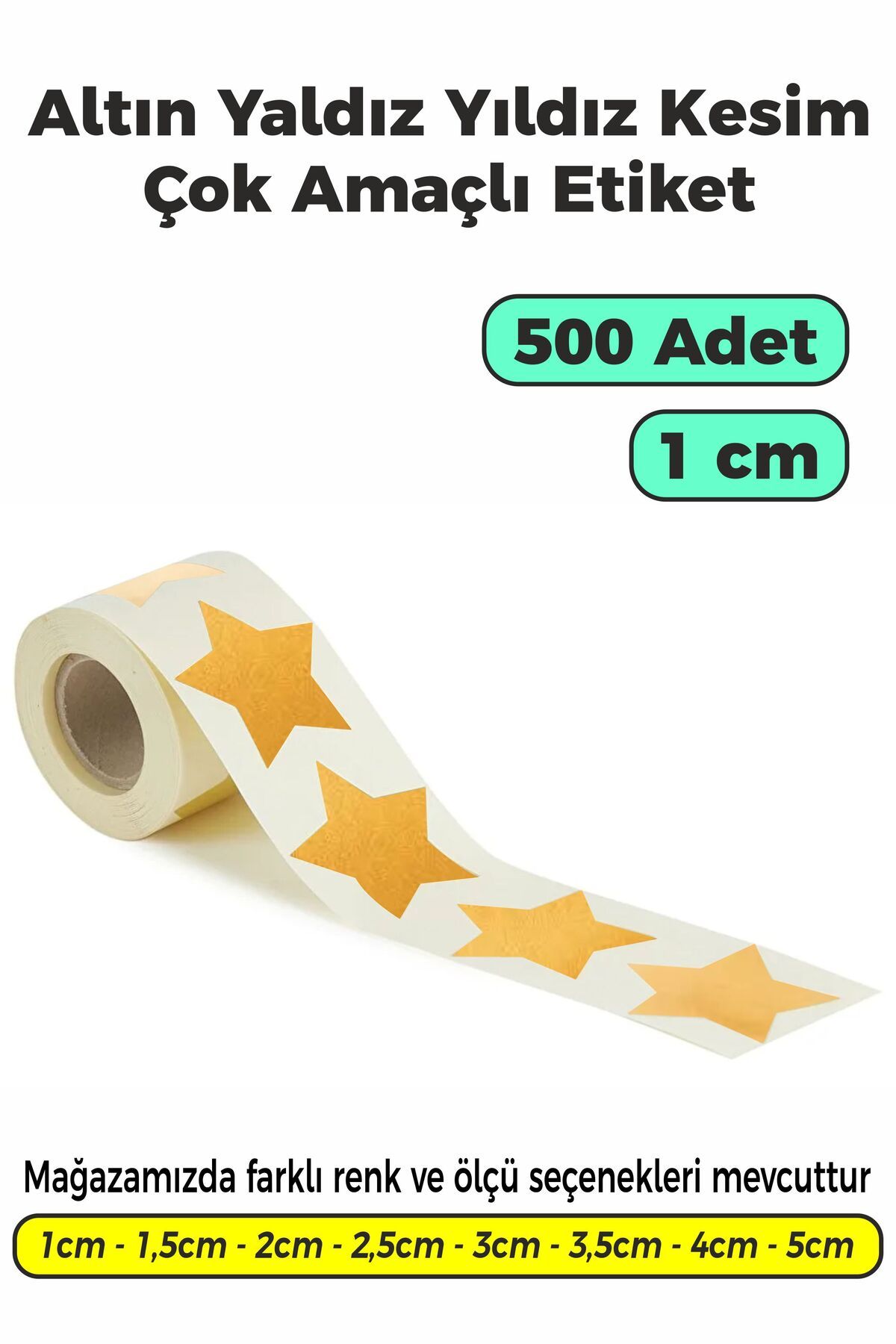 SB store Altın Yaldız Renk Yıldız Kesim Çok Amaçlı Etiket 1cm 500 Adet