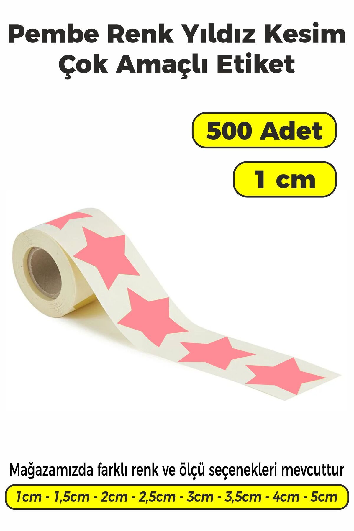 SB store Pembe Renk Yıldız Kesim Çok Amaçlı Etiket 1cm 500 Adet