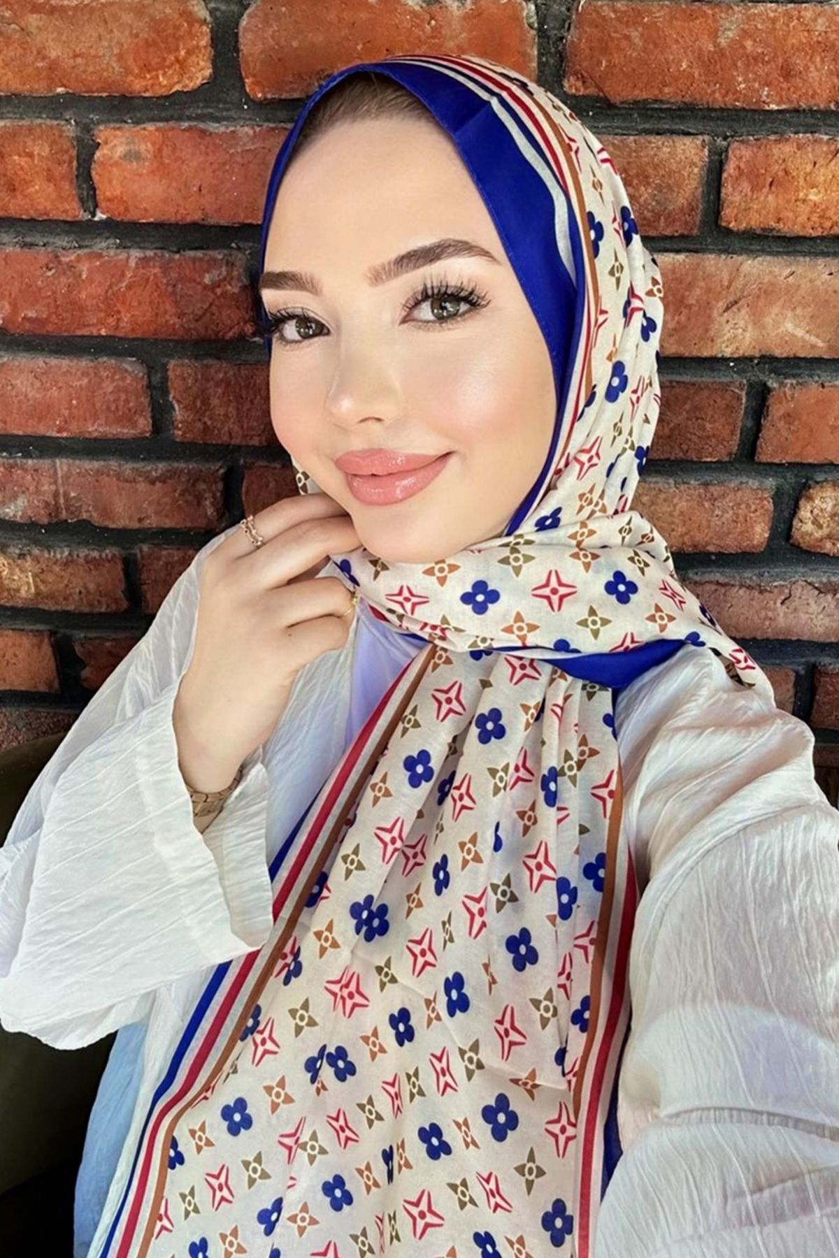 Modaselvim Yonca Desen Soft Şal Serisi 702ART1138 Taş&Saks
