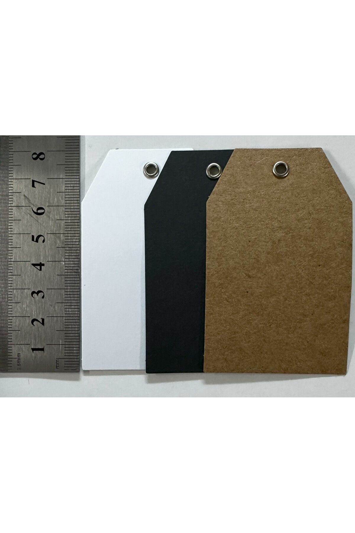 CALİDAD Kraft-Beyaz-Siyah Karton Etiket 5 Cm x 8 Cm 900 Adet