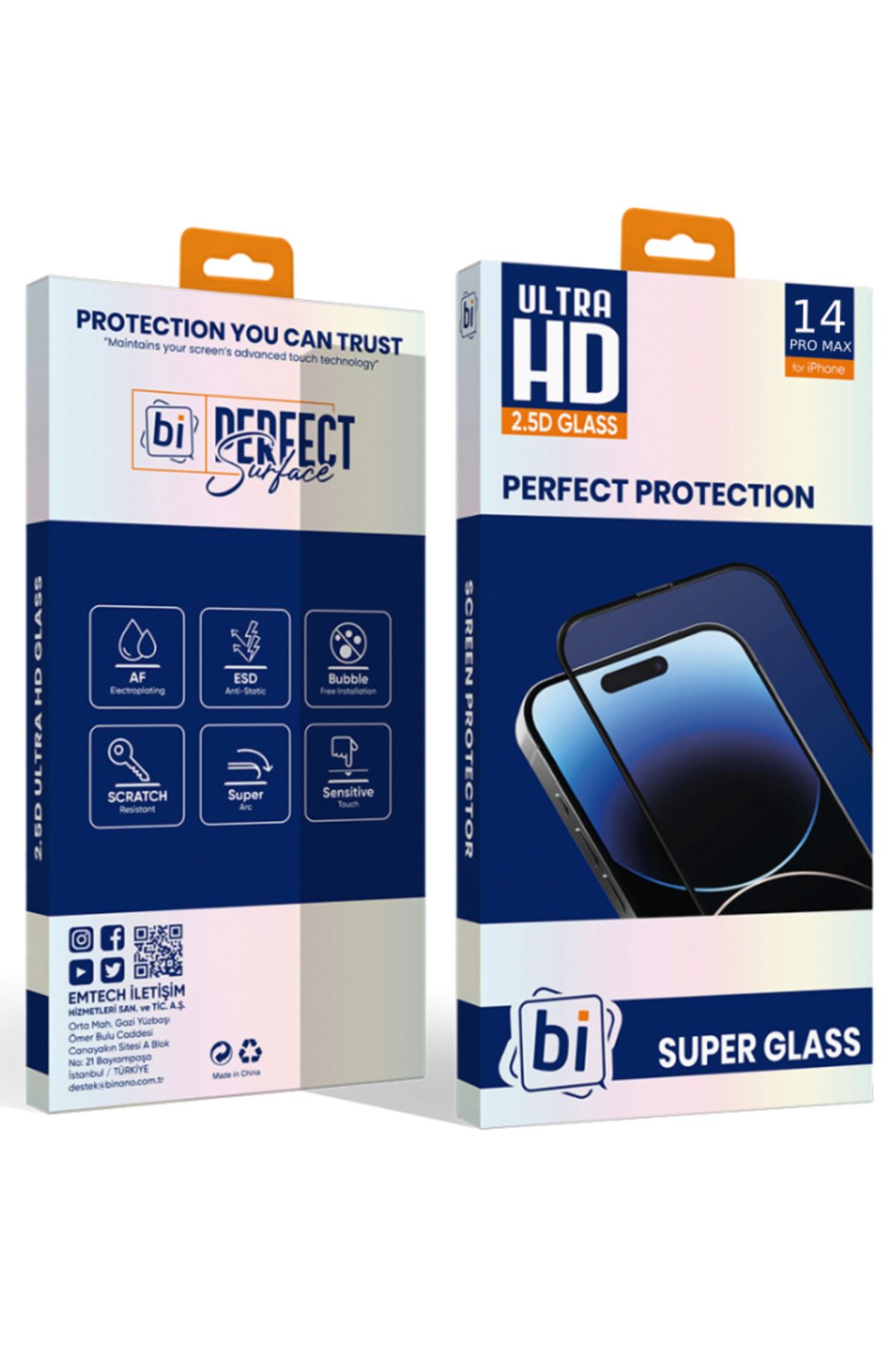 BİNANO Binano 2.5D Super Glass iPhone 14 Pro Max Şeffaf Cam Ekran Koruyucu