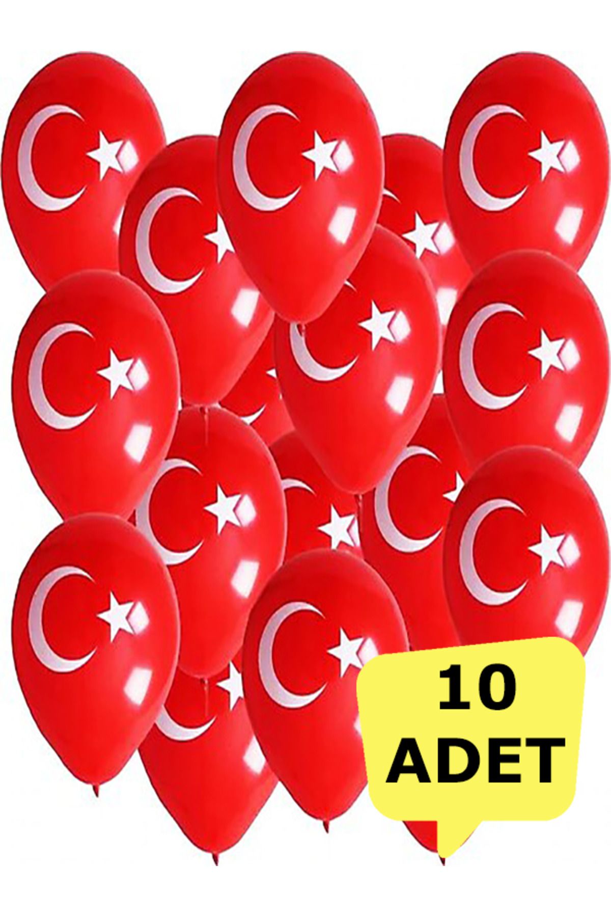 Ayver LATEKS AY YILDIZ BASKILI BALON TÜRK BAYRAĞI KIRMIZI BEYAZ BALON 10 ADET