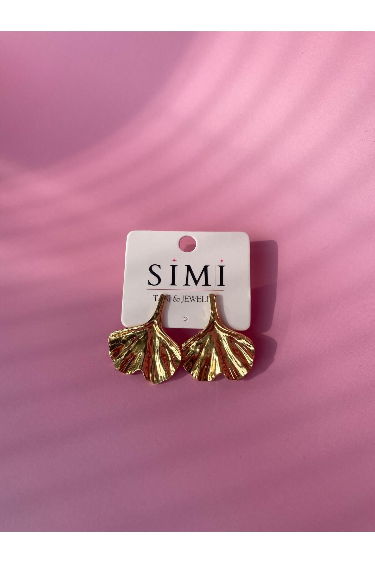 SİMİ TAKI Çelik Gold Yelpaze Küpe