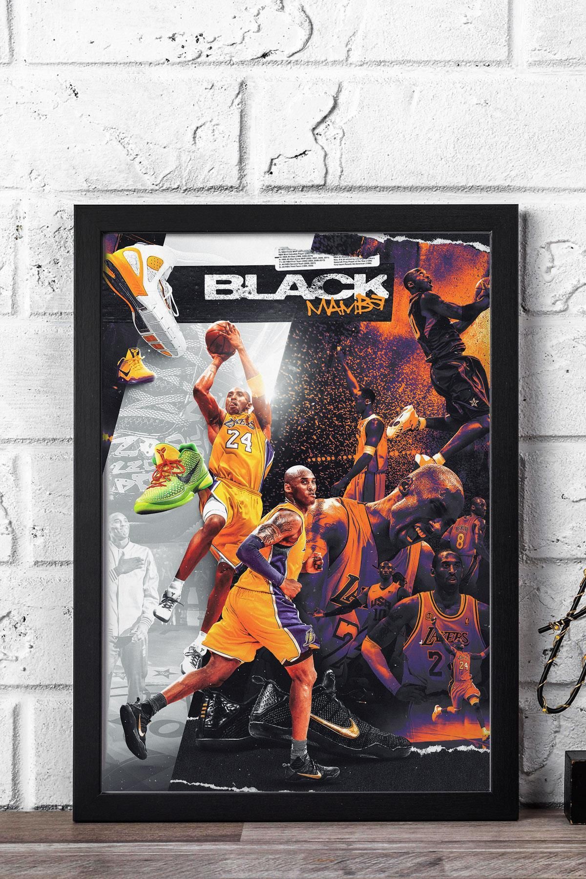 Saturn Kobe Bryant Black Mamba Çerçeveli Tablo - Basketbol NBA Posteri Tablo
