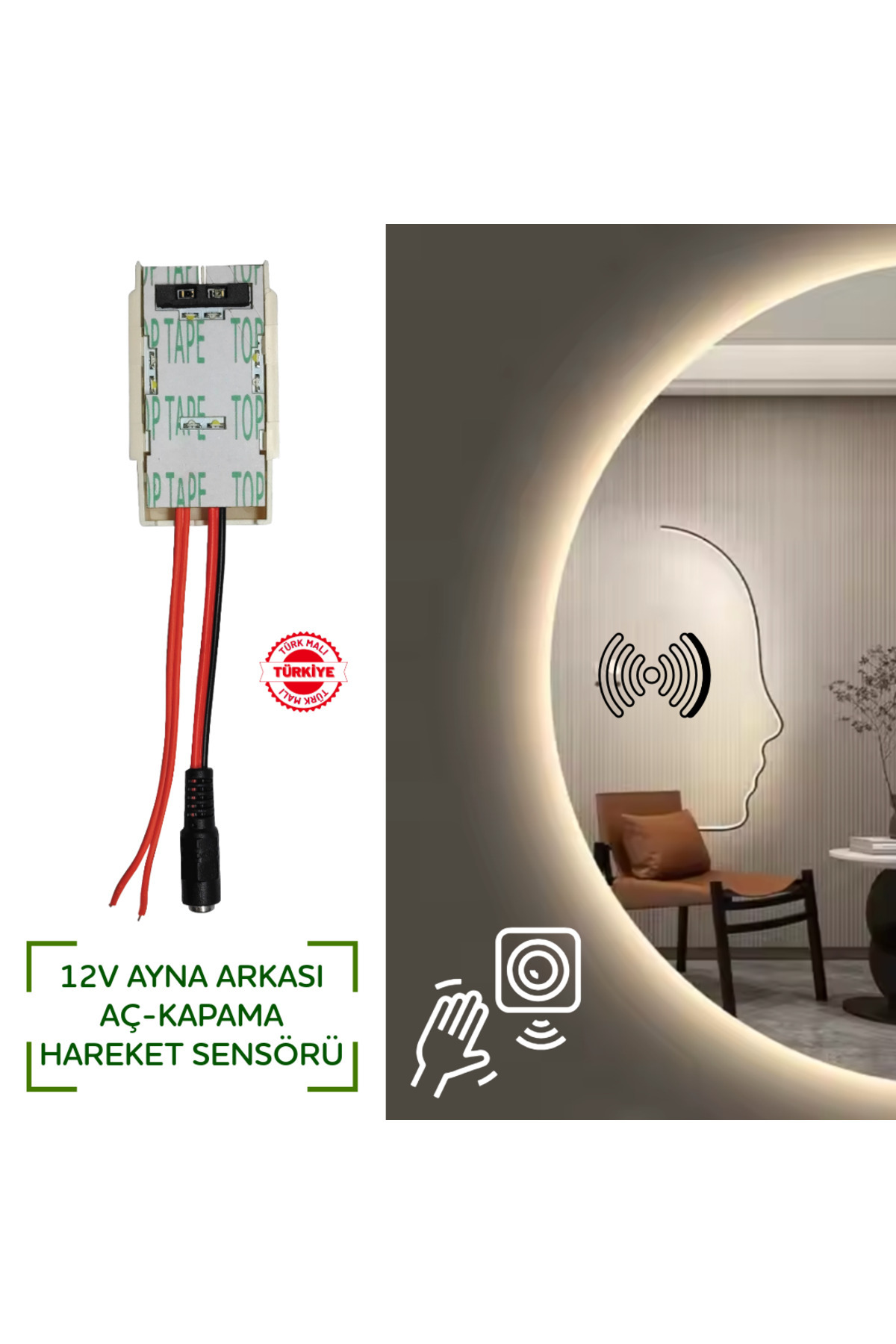 MELKO Ayna Arkası Işık Aç-Kapa 12V Hareket Sensörü