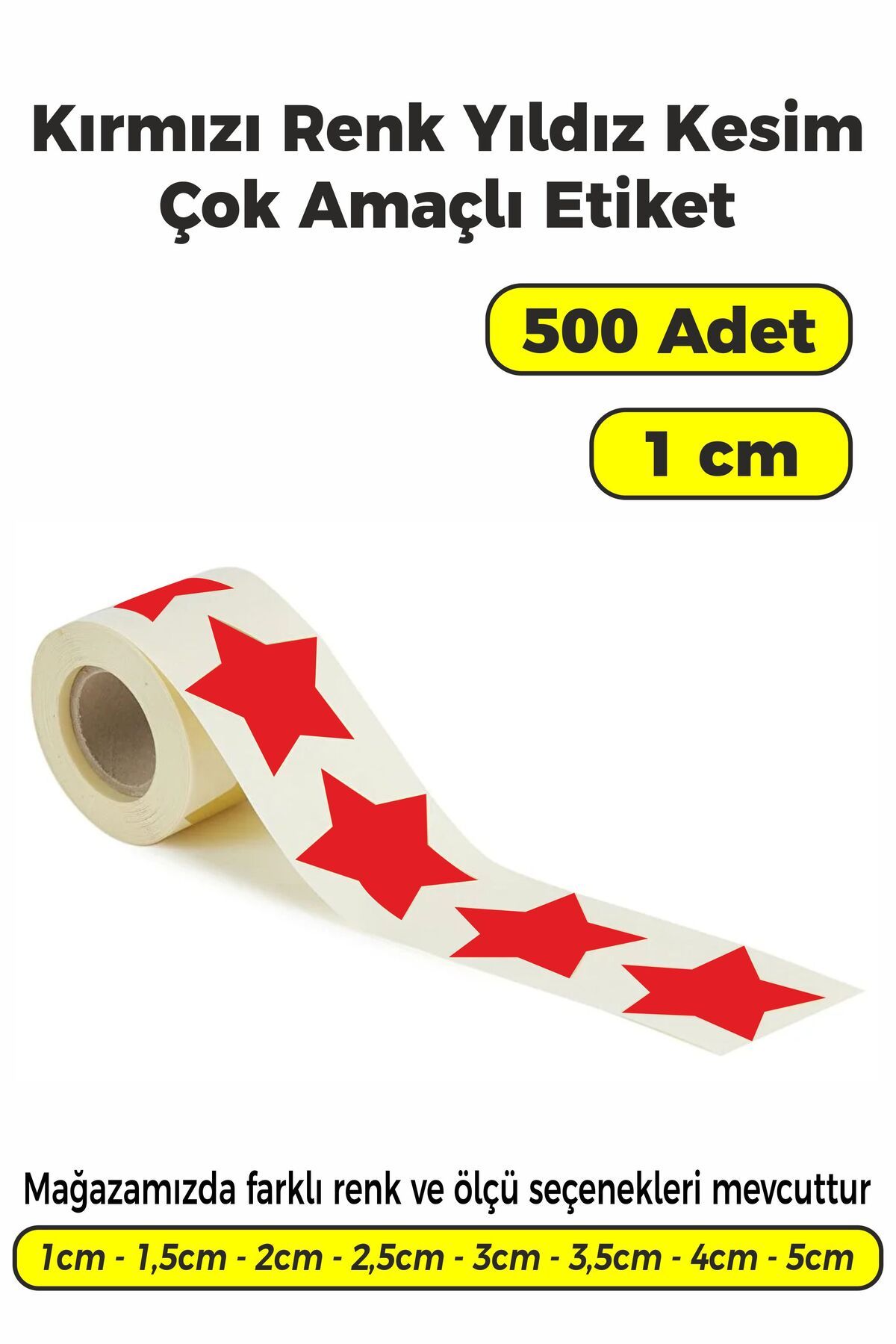 SB store Kırmızı Renk Yıldız Kesim Çok Amaçlı Etiket 1cm 500 Adet