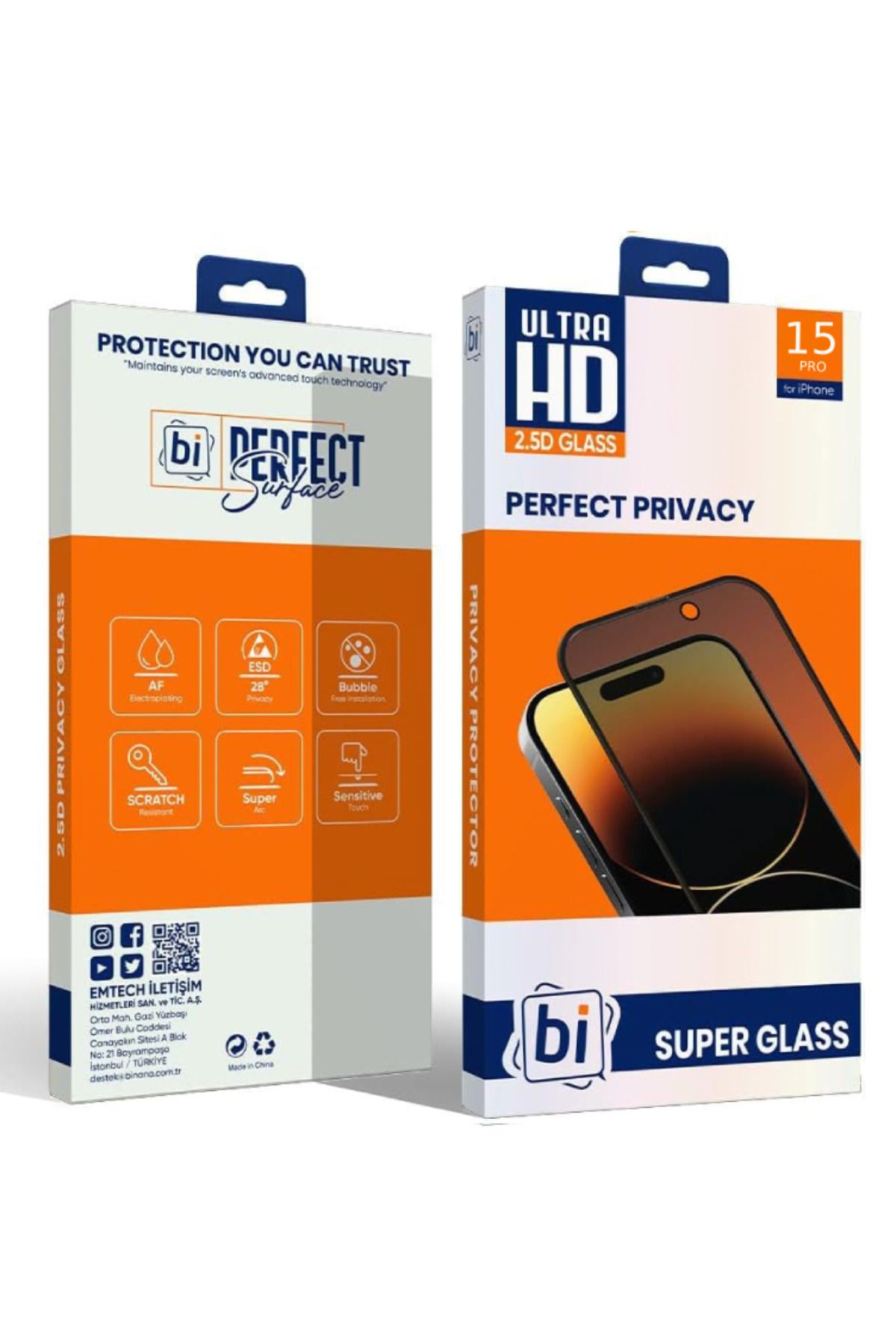BİNANO Binano 2.5D Super Glass iPhone 15 Pro Max Hayalet Cam Ekran Koruyucu