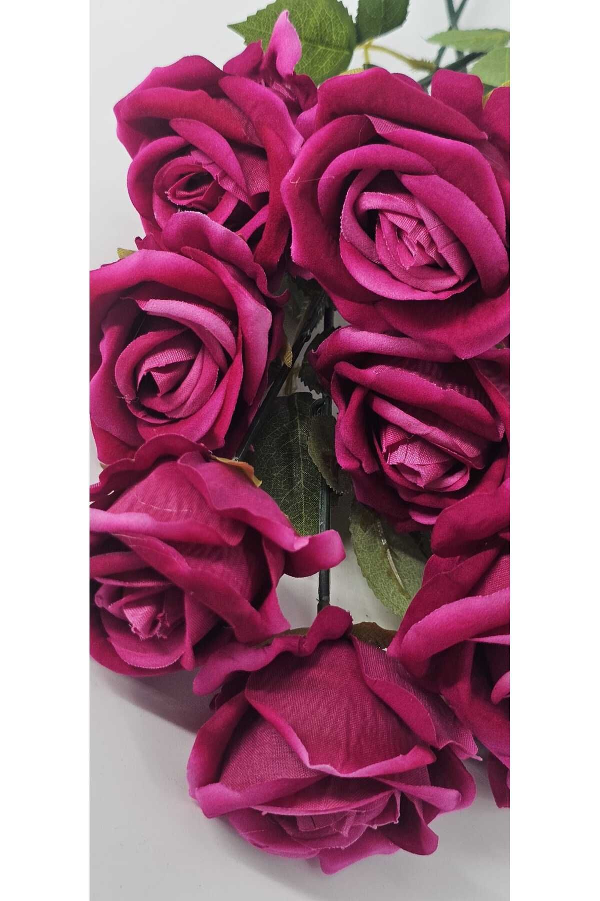 yapay çiçek evi 7 Adet Koyu Pembe Gül Ev VAZO Dekor VAZO Özel Gün Çiçeği