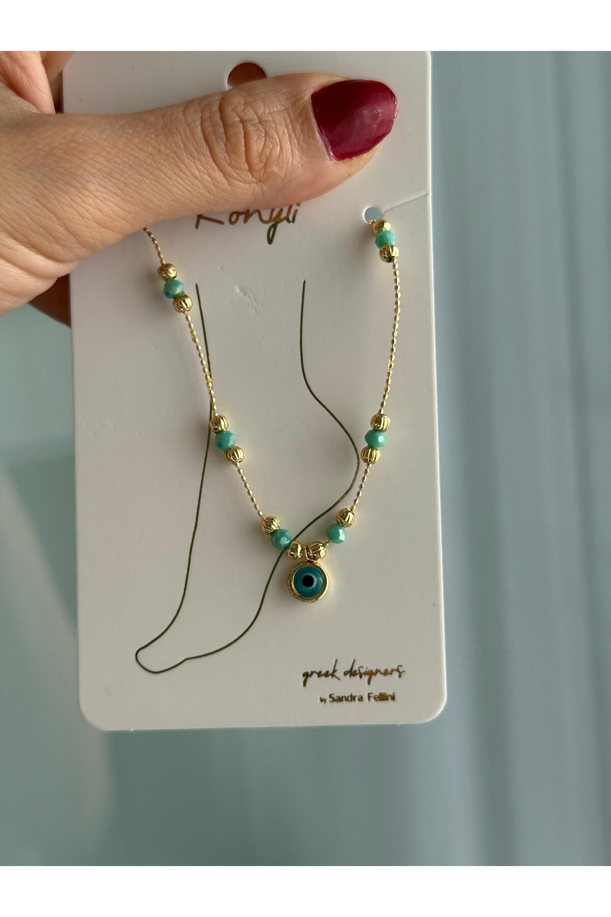 Nera Accessories Mavi Boncuklu Halhal