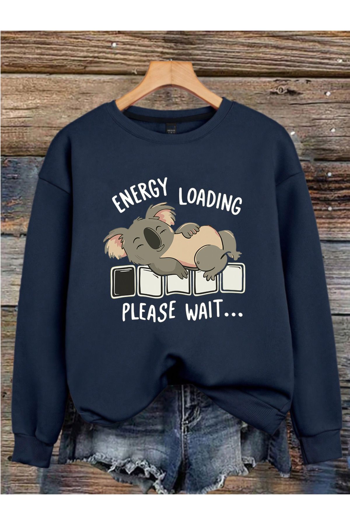 MAGORS KOALA BASKILI 3 İPLİK BİSİKLET YAKA UZUN KOLLU KADIN SWEATSHIRT
