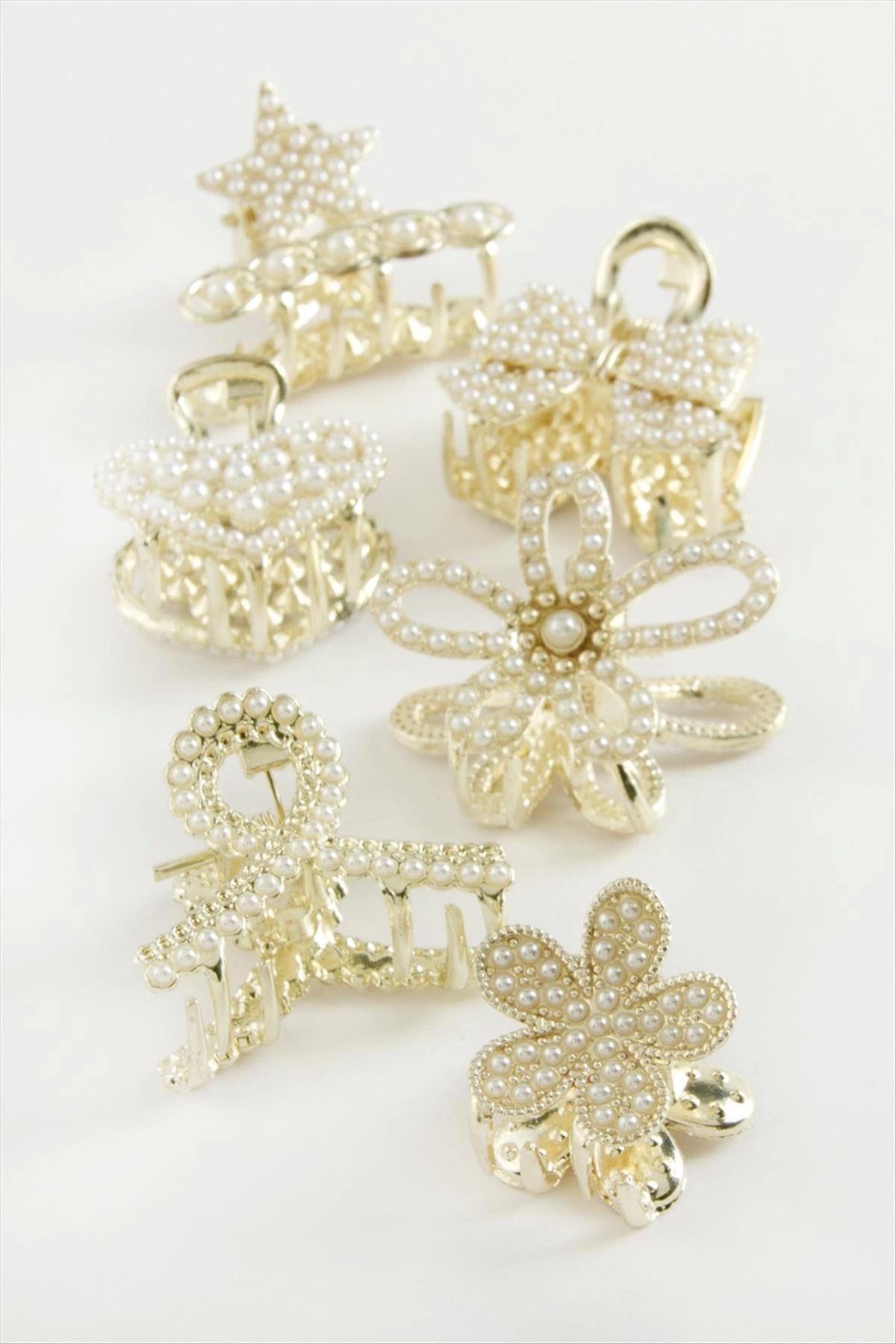 Modafiks Karışık İnci Metal Mandal Toka 2,5 cm