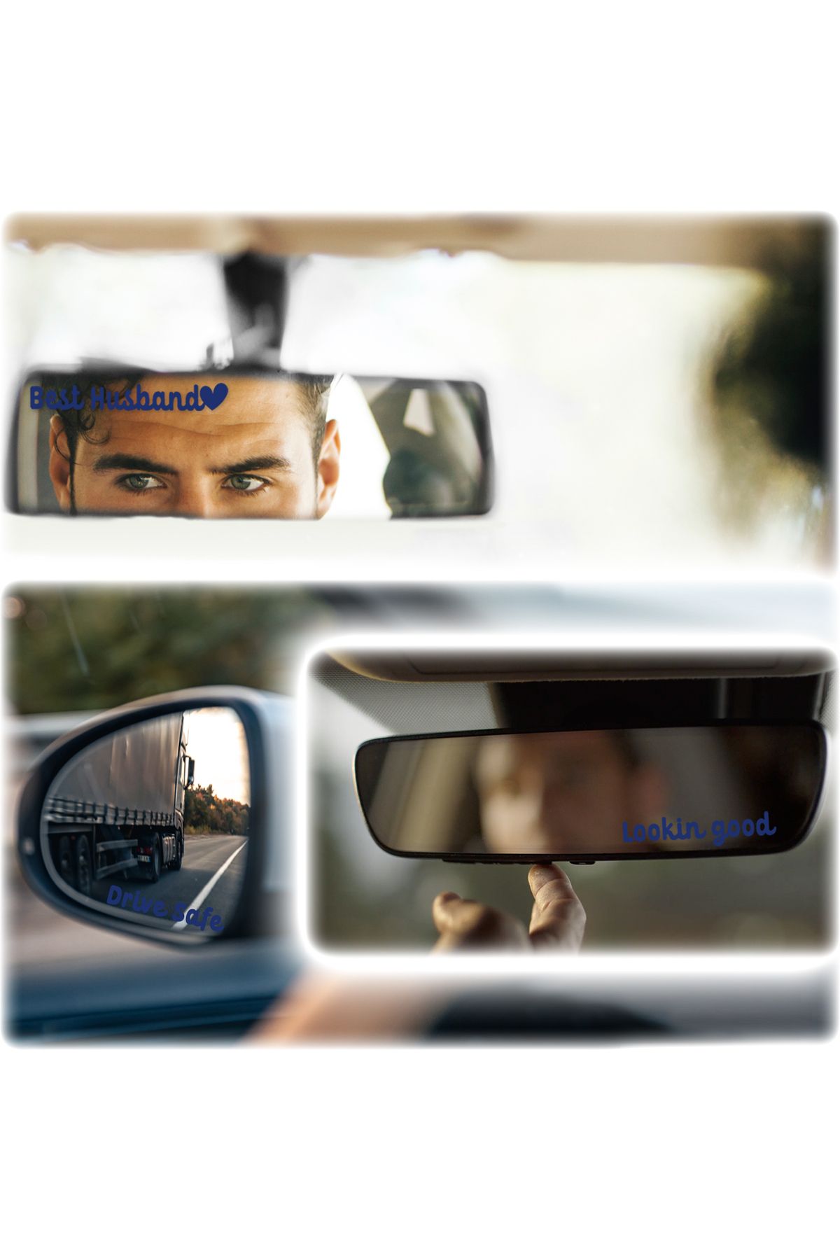 Ipg Araba Dikiz Aynası Etiketi Yolcu Aynası 3 Farklı Motive Edici Araba, Kask, Laptop Etiket Seti
