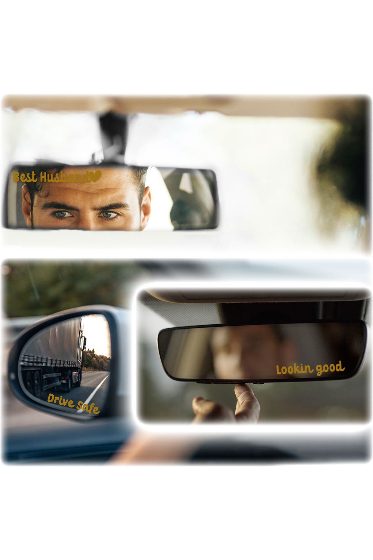 Ipg Araba Dikiz Aynası Etiketi Yolcu Aynası 3 Farklı Motive Edici Araba, Kask, Laptop Etiket Seti