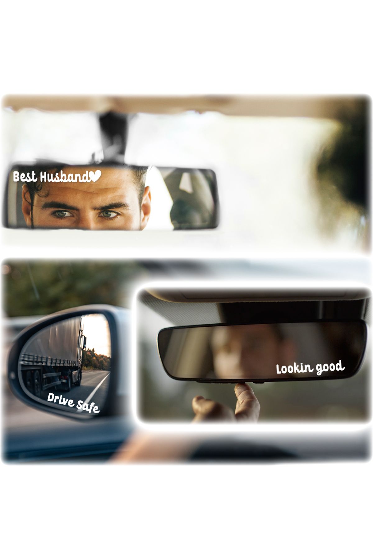 Ipg Araba Dikiz Aynası Etiketi Yolcu Aynası 3 Farklı Motive Edici Araba, Kask, Laptop Etiket Seti