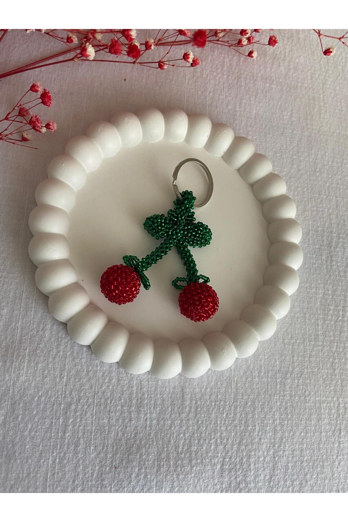 Handmade KUM BONCUK EL İŞİ KİRAZ ANAHTARLIK