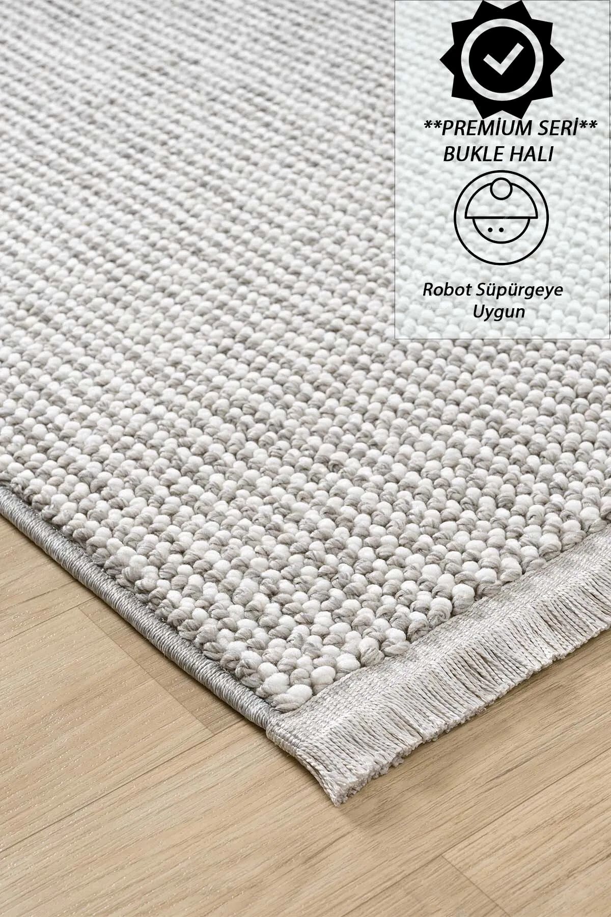 ModaLisaHome İskandinav Loop Bukleli Gri Beyaz Yumuşak Dokulu Salon Koridro Yolluk Antre Çocuk Halısı 419 Agra