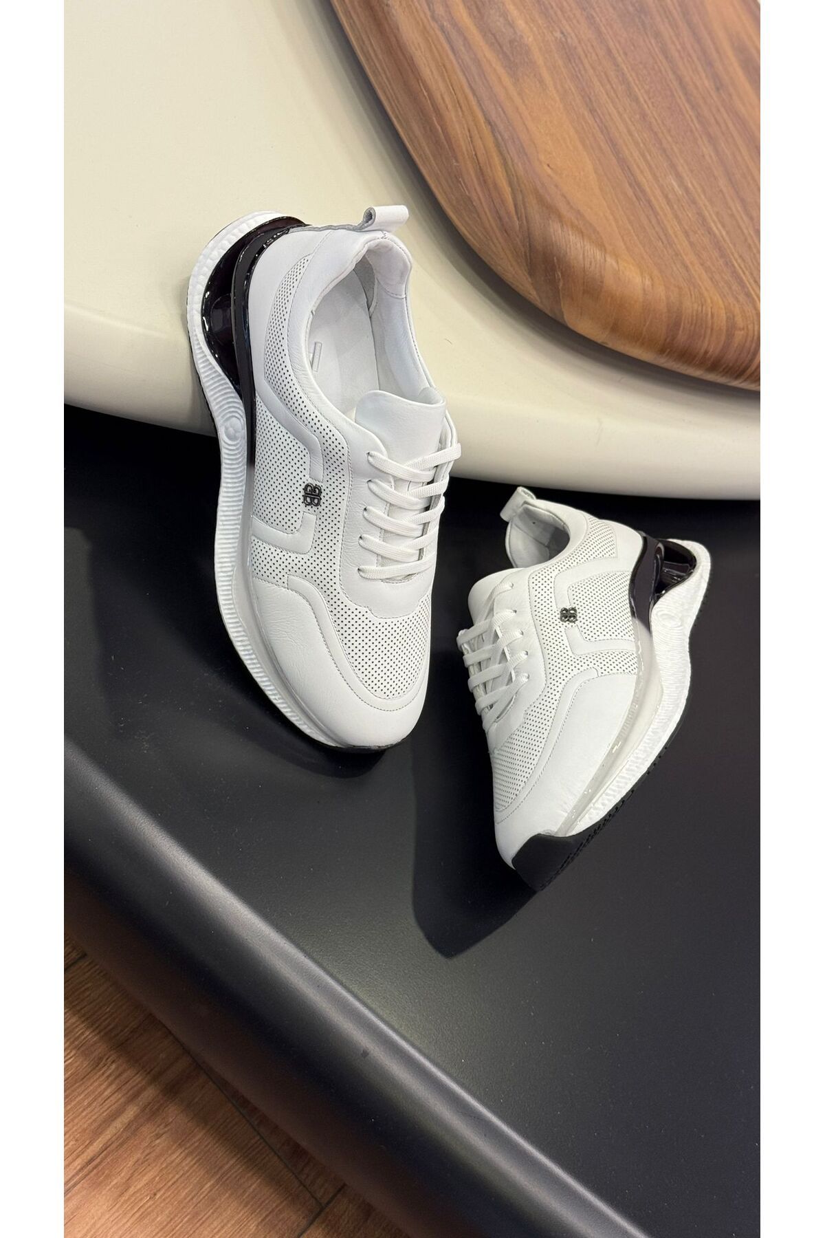 Paulo 2025 BEYAZ AKSESUARLI HAKİKİ DERİ ERKEK SNEAKERS - ERKEK SPOR AYAKKABI