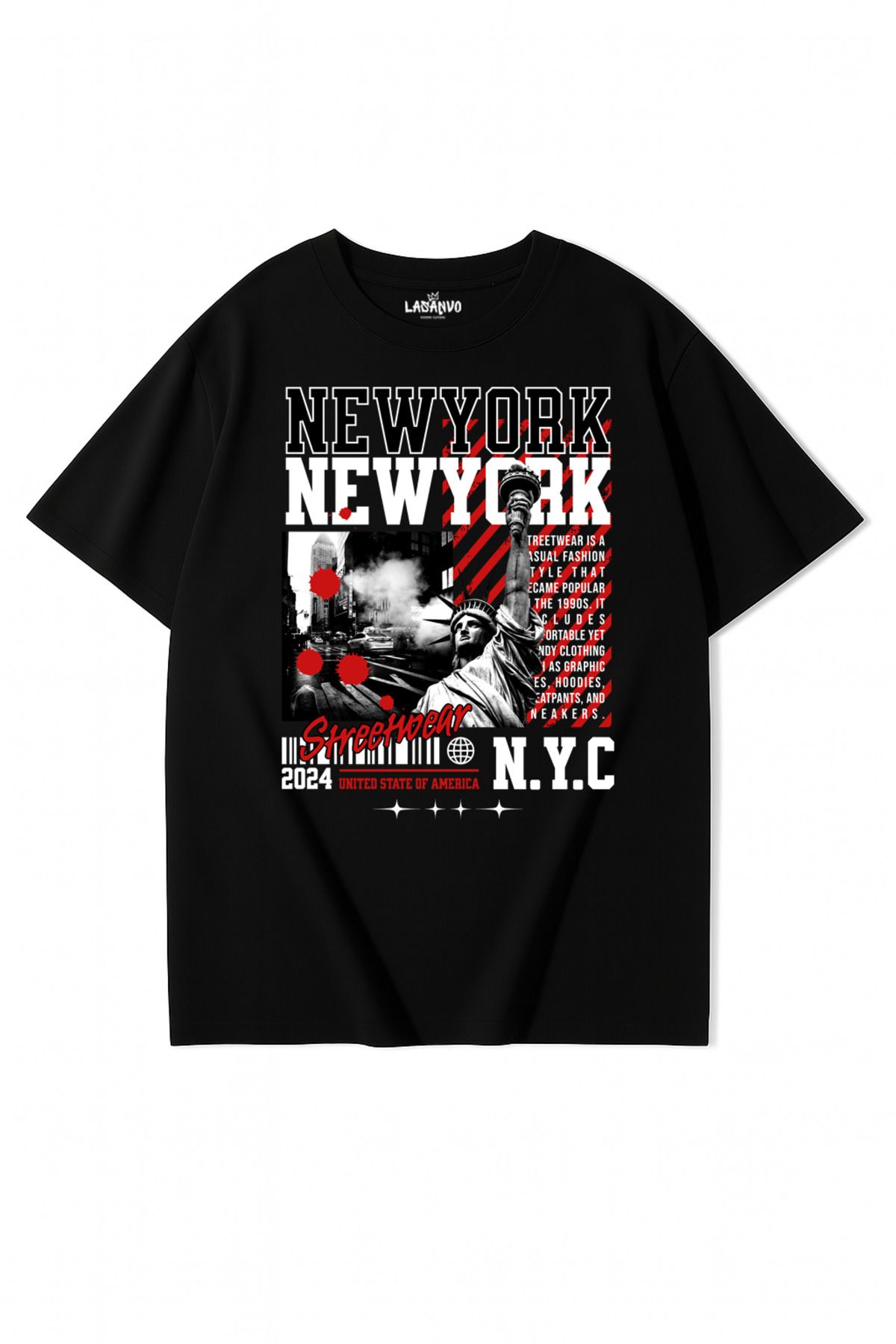 Lasanvo Unisex Oversize New York Streetwear T-shirt