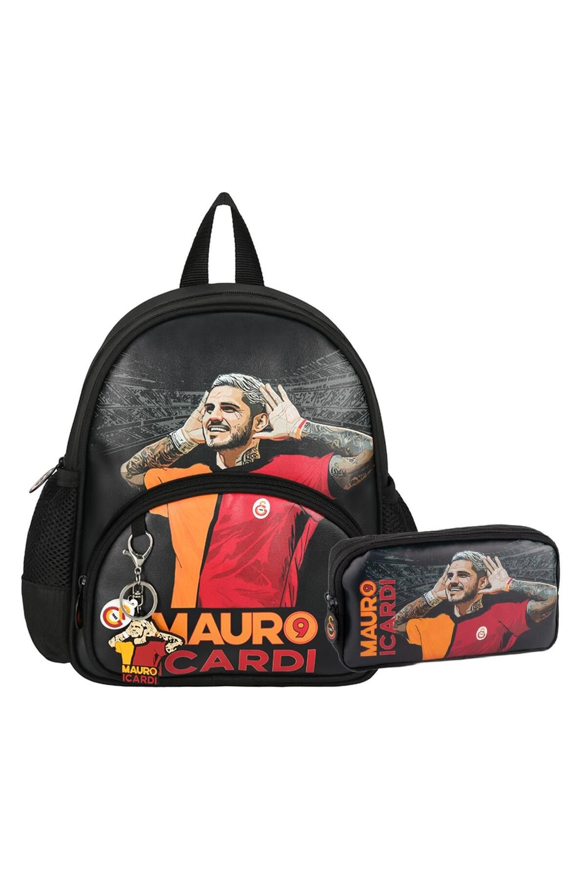Galatasaray 2 Bölmeli Mauro Icardi Suni Deri Anaokulu Çantası + Kalemlik