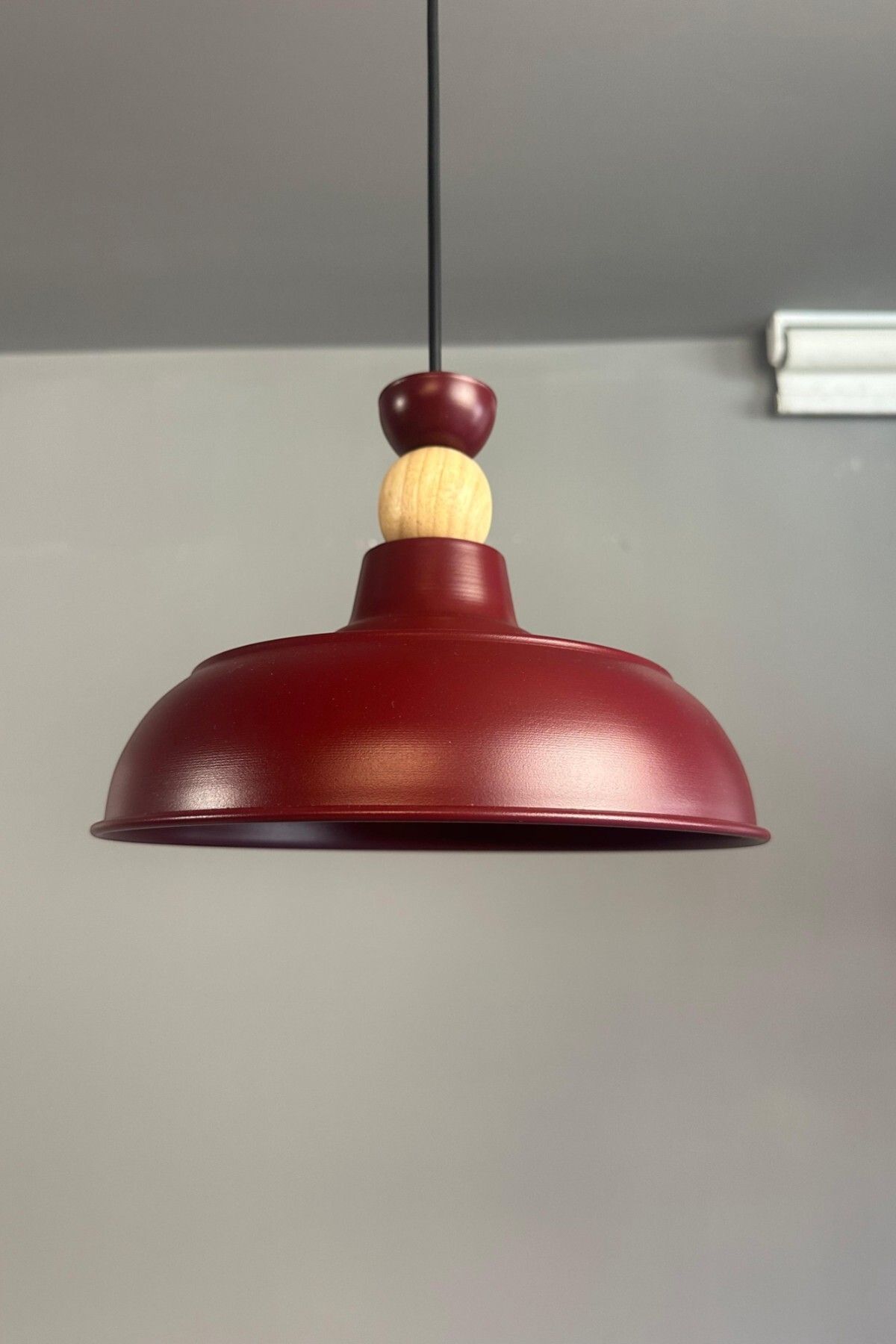 Bamyum Doria Vişne Çürüğü Tekli Ahşap Kafa Başlık Avize Retro Sarkıt Ofis Showroom Salon Mutfak Avizeleri