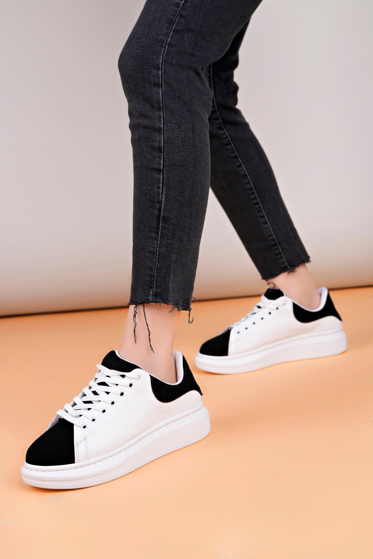 Luis Toronto LT109 Beyaz Siyah Süet Kadın Sneaker