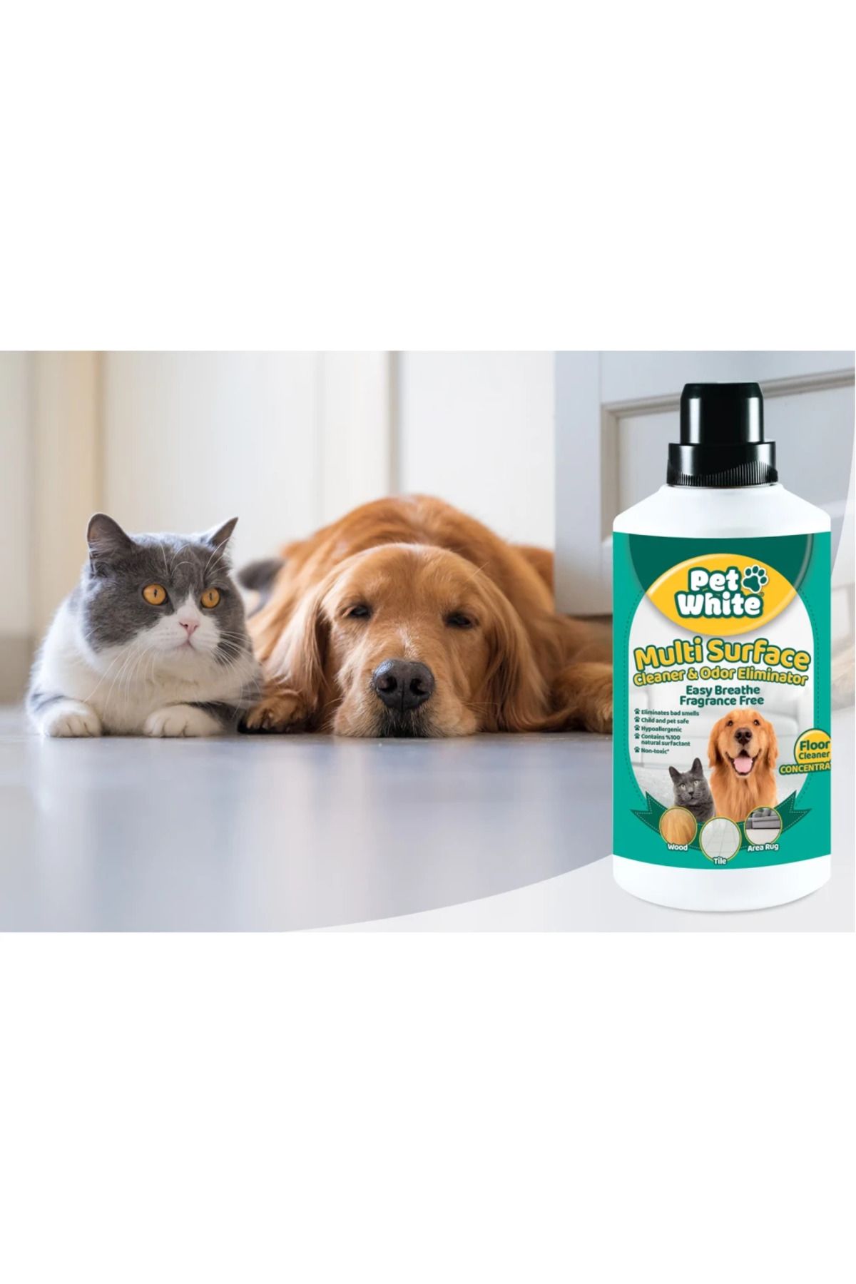 Pet White Solutie Pentru Pardoseala Sigura Pentru Caini Si Pisicifara Parfum Pet White 1000 Ml - One Size