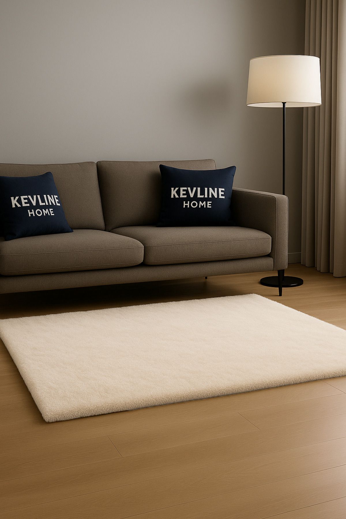 KEVLİNE Kevline Yıkanabilir Kaymaz Taban Halı Puffy Peluş Halı Yolluk