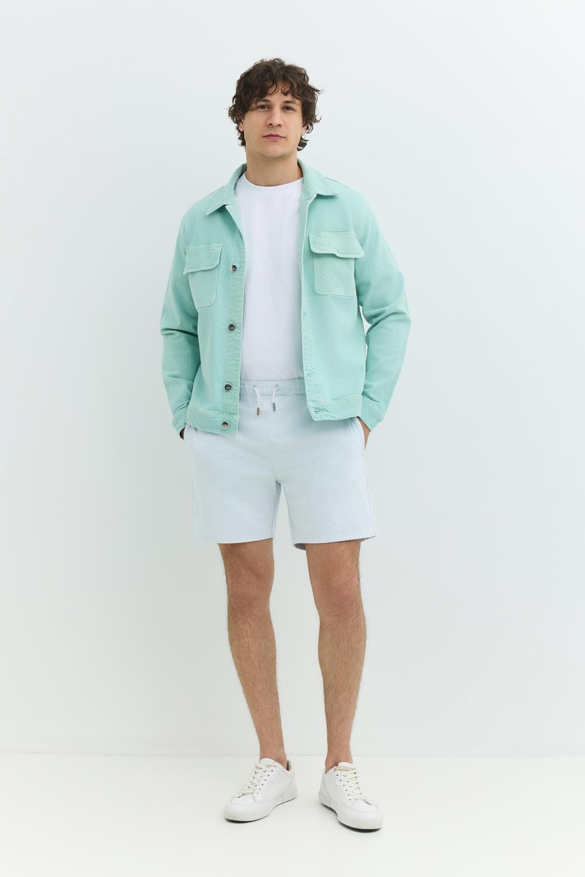 Denim Trip Regular Fit Bağcıklı Açık Mavi Erkek Şort