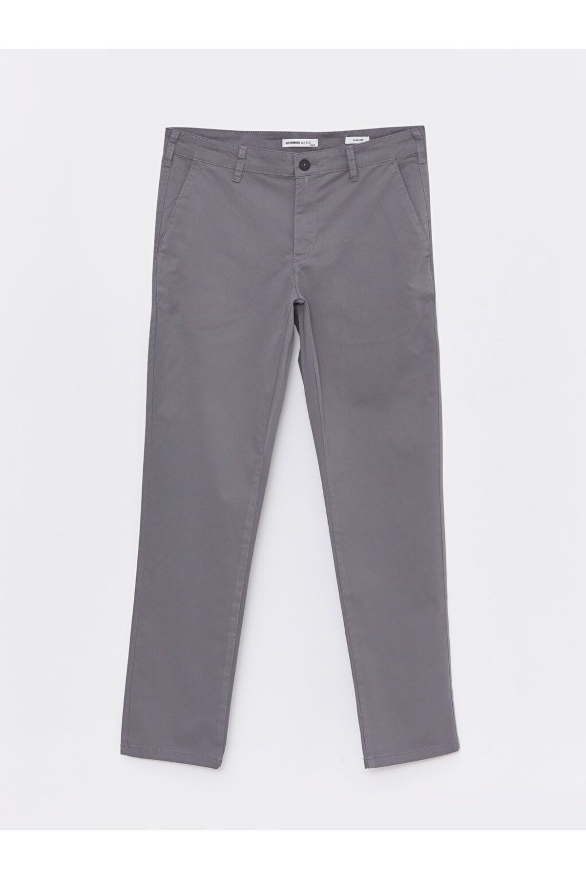 LC Waikiki Gri Slim Fit Gabardin Erkek Chino Pantolon