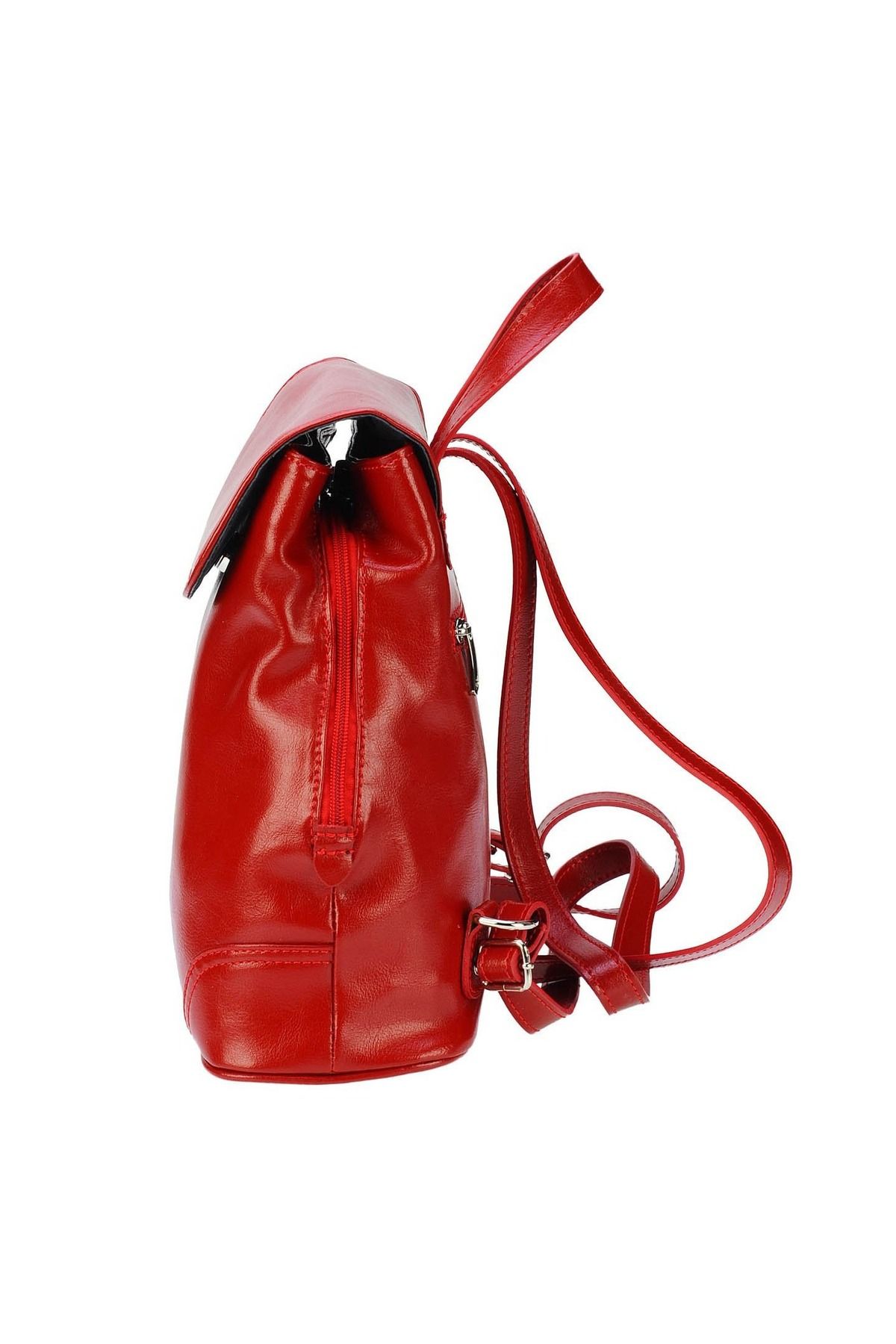 Magazinul de genti-Women's backpack made of genuine leather, model 097, Red 5