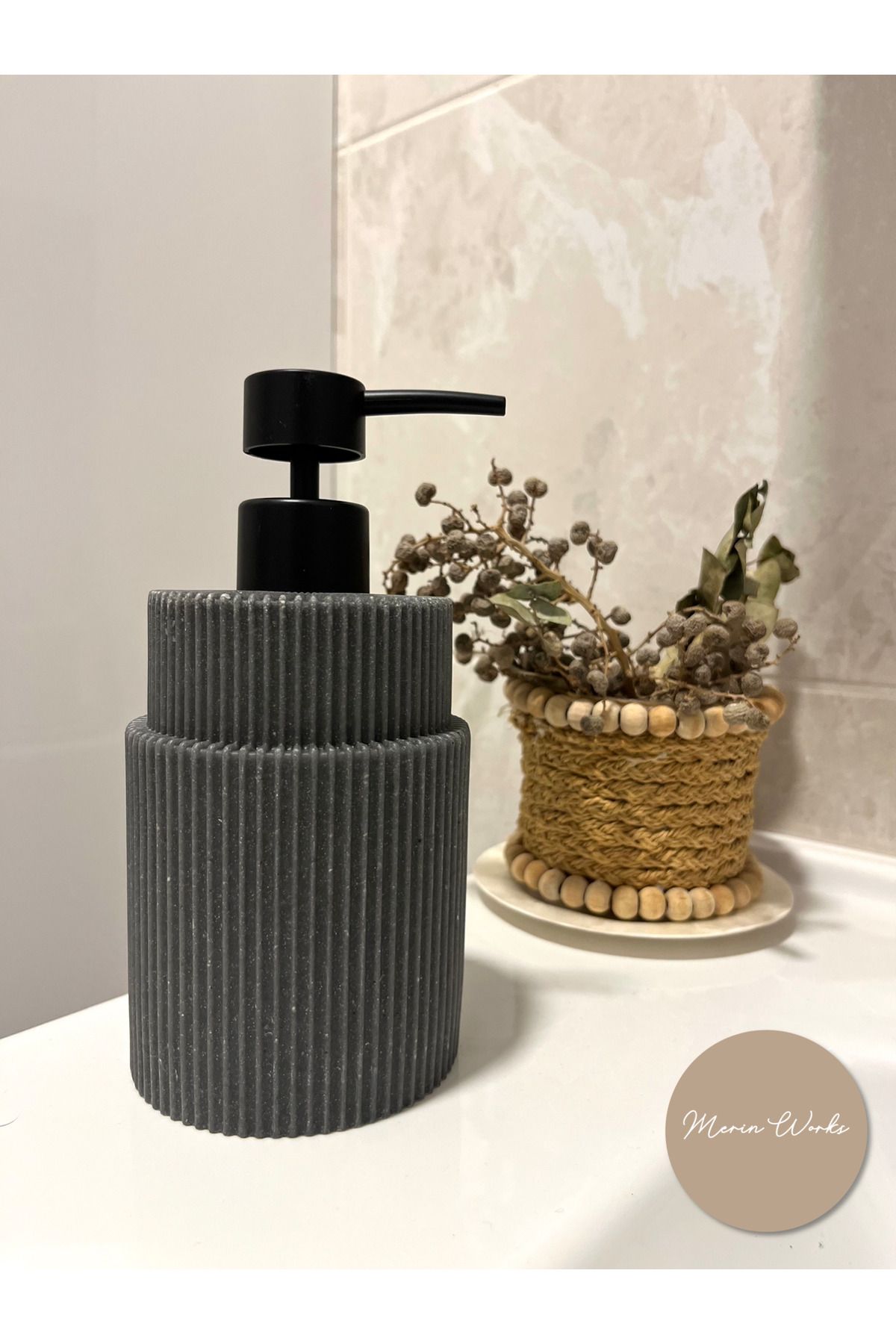 Butik Taş Efektli Polyresin Sıvı Sabunluk Mutfak Banyo Deterjanlık