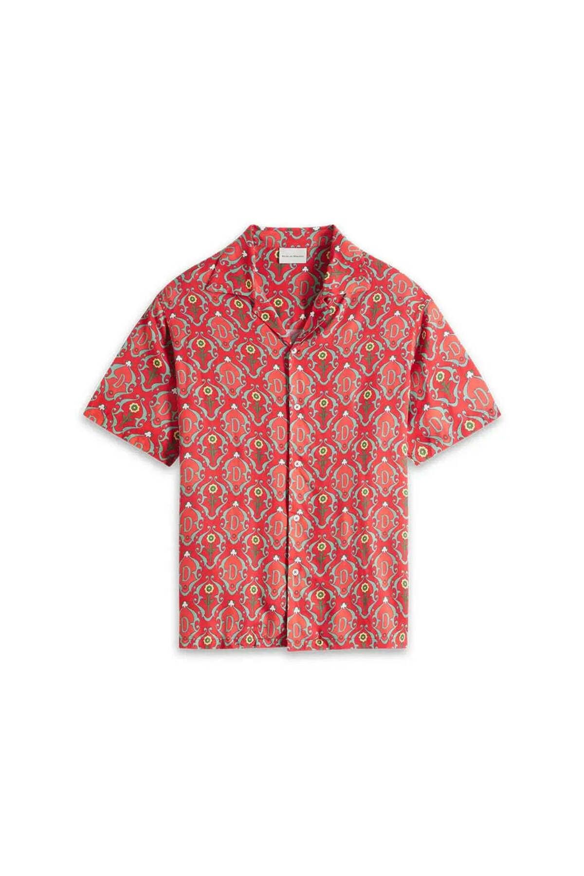 American Rag Cie La Chemise Ornements: Kısa Kolu, Açık Yaka ve Desenli Viskon Gömlek