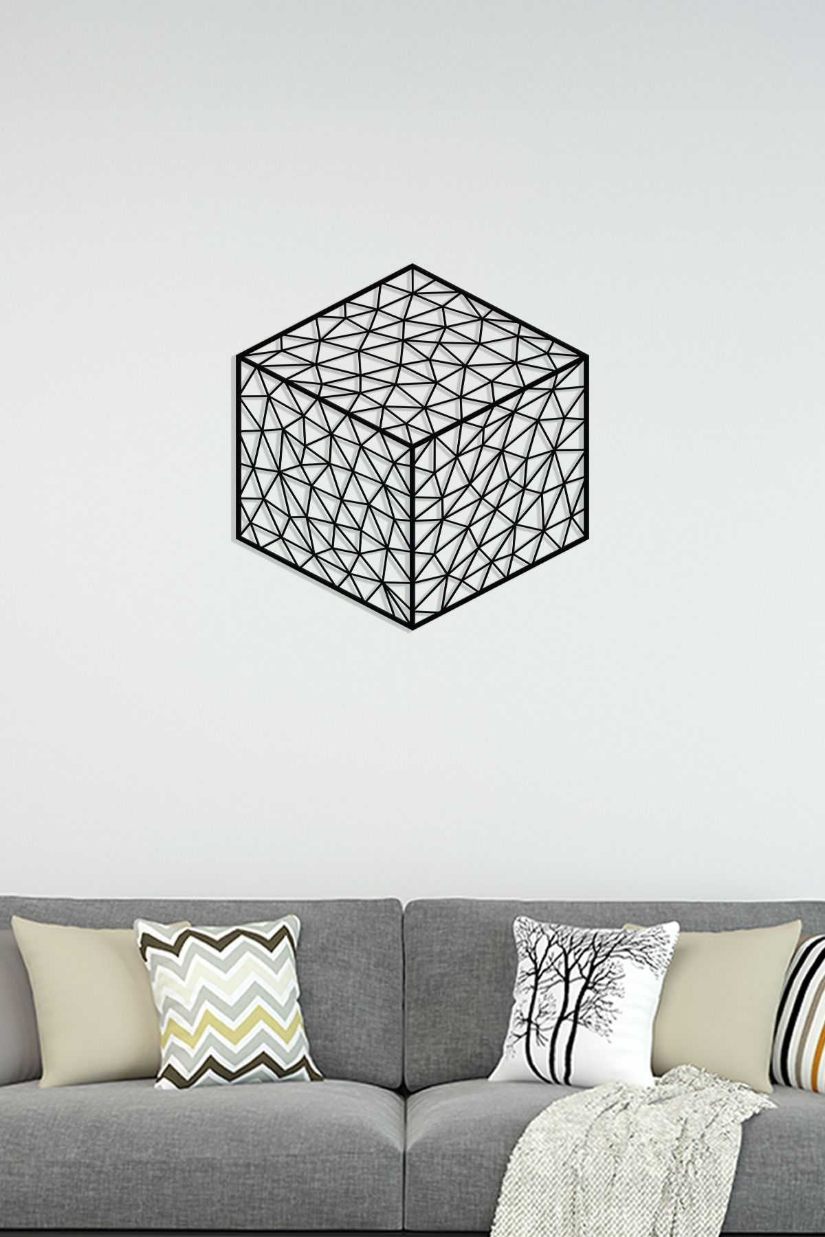 cncrafft Geometrik Küp Metal Tablo – Modern Duvar Dekoru