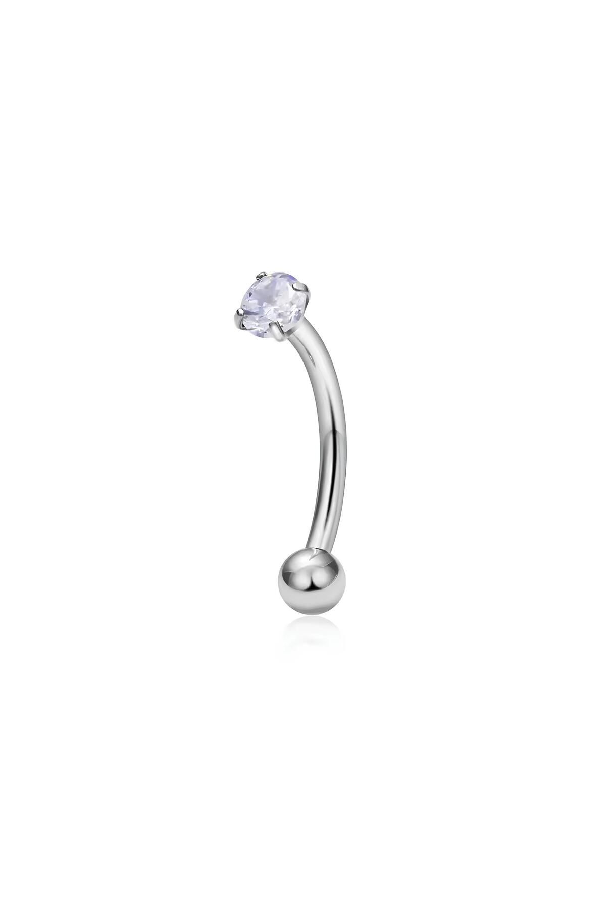 Janset F136 Titanyum Zirkon Taşlı Kaş Piercing - Titanyum Kaş Piercingi