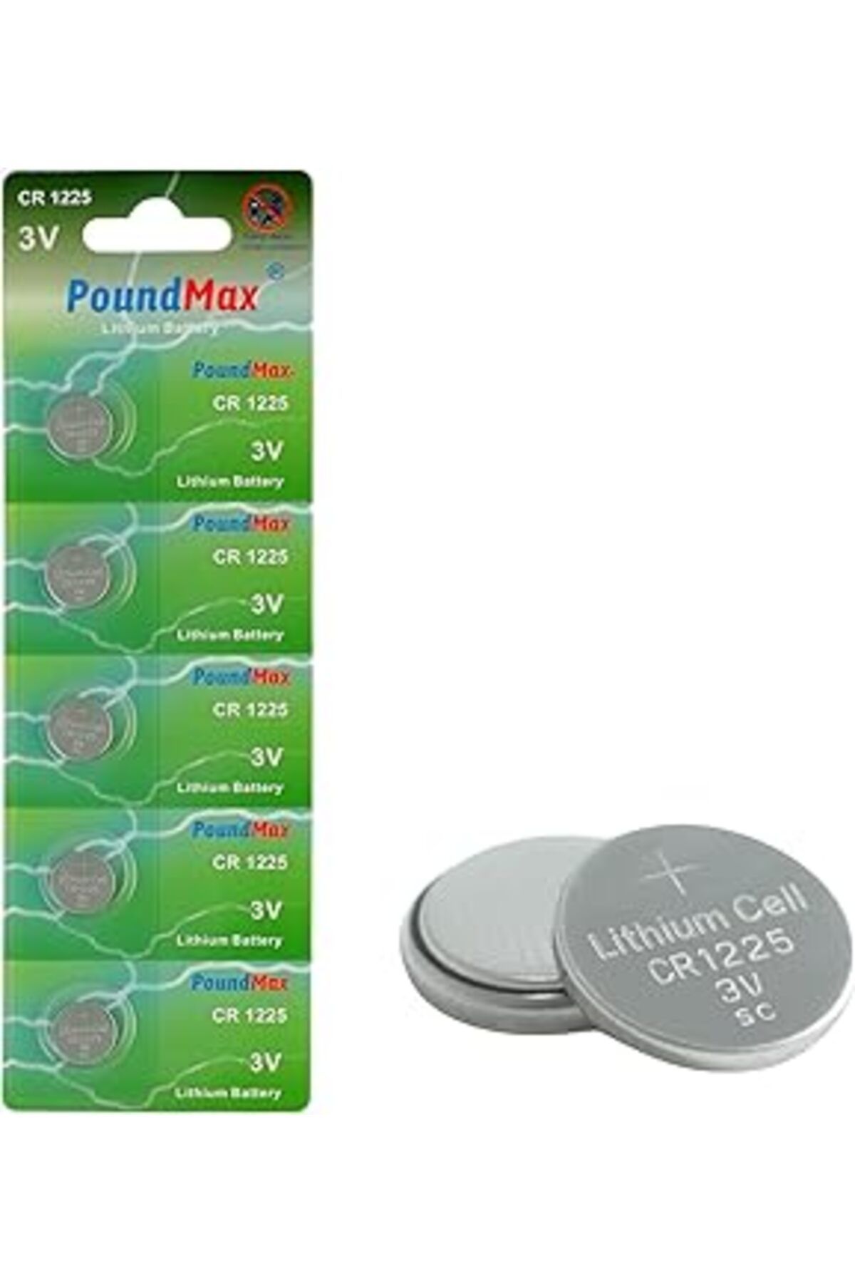 Roses Store Poundmax 1225 Cr1225 Dl1225 3 V Lityum Düğmeli Piller (5'Li Paket)