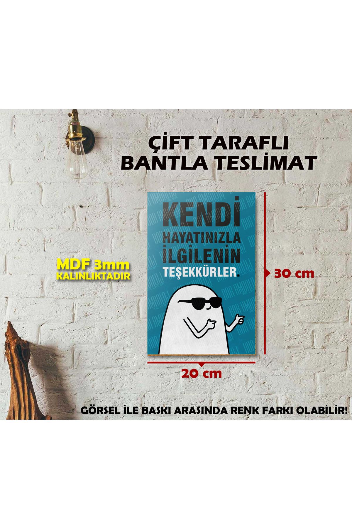 Borambalaj Komik Söz ve Karakterli MDF Tablo Tasarımı 20x30 cm