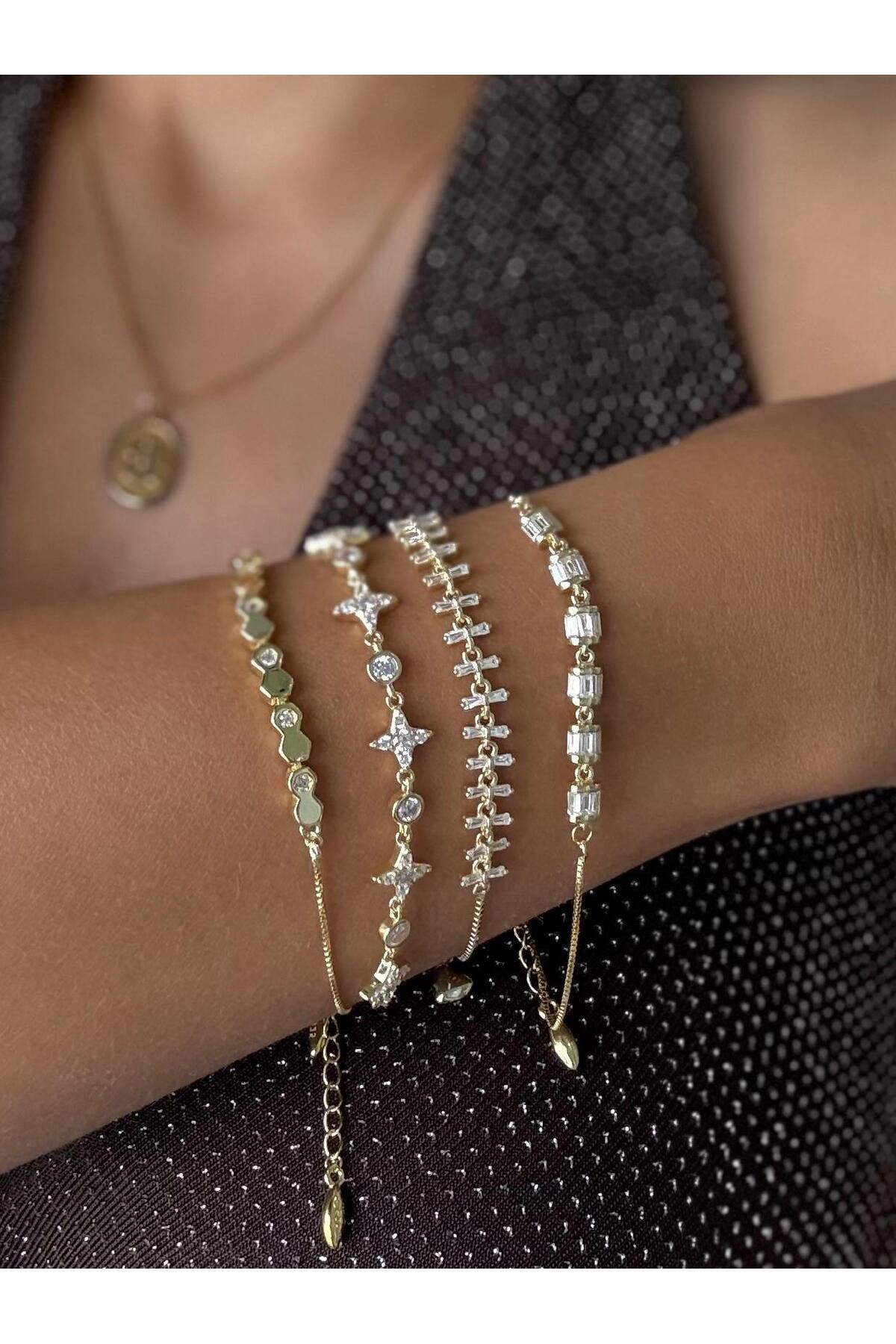 Glowique Design 925 Ayar Gold Taşlı Bileklik