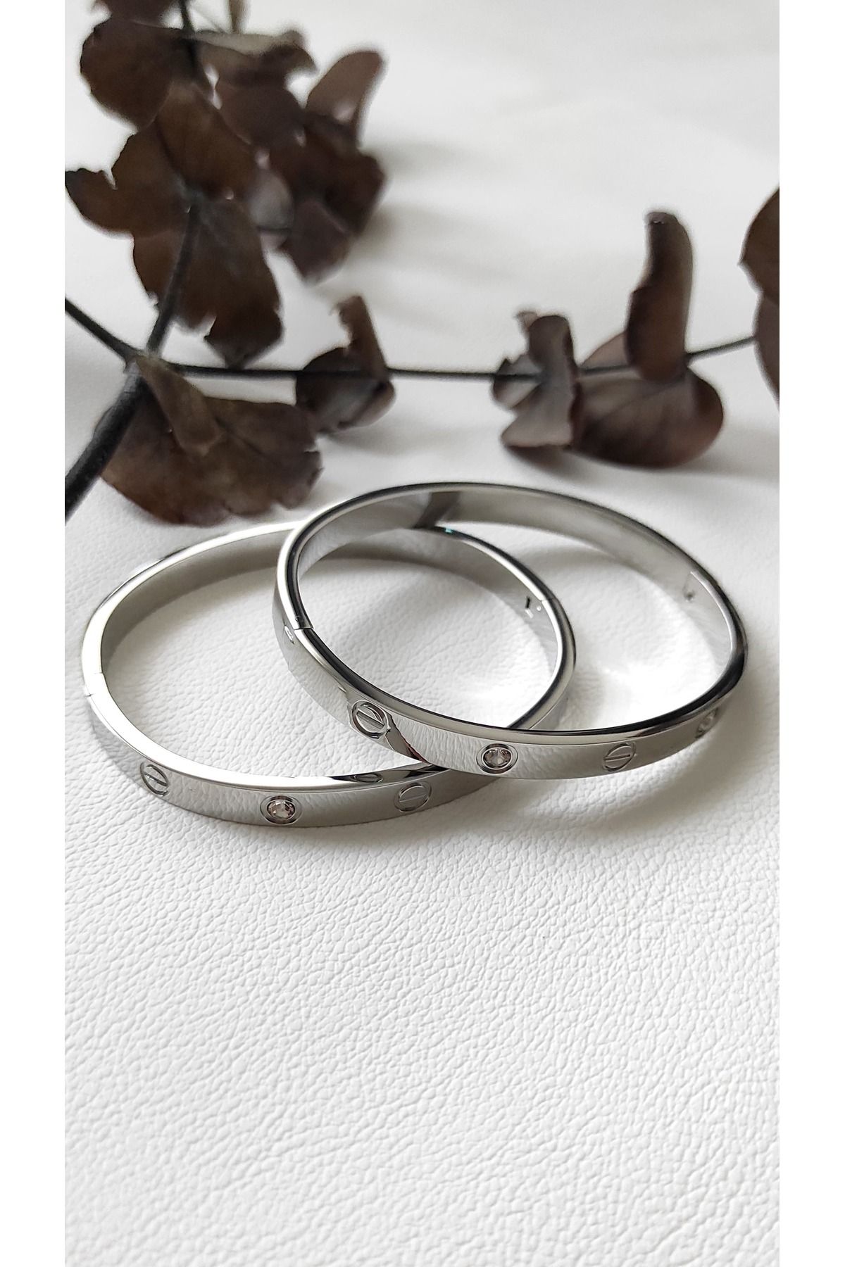 MODA Çelik CRT Silver 60 mm Taşlı Kelepçe