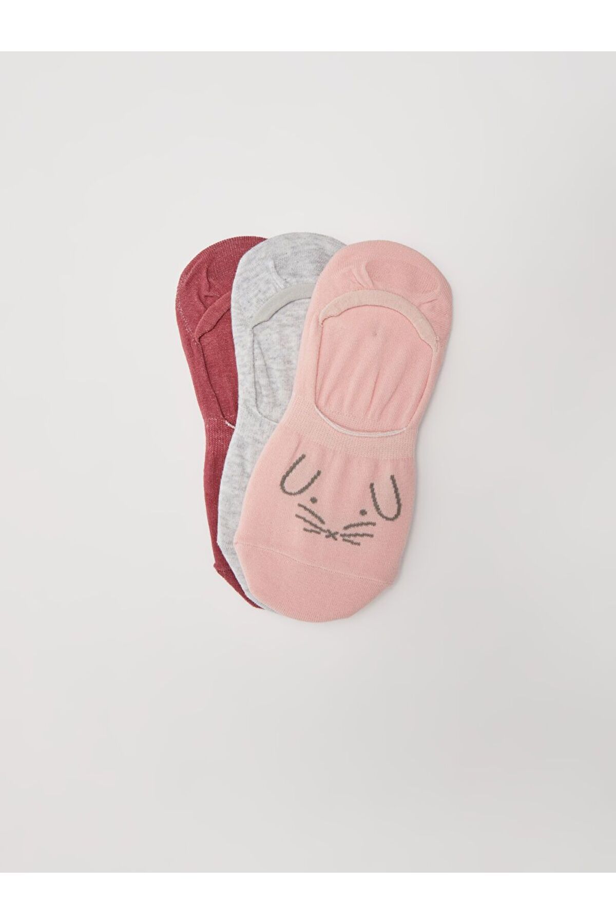 LC Waikiki Pembe Desenli Kadın Babet Çorap 3'lü