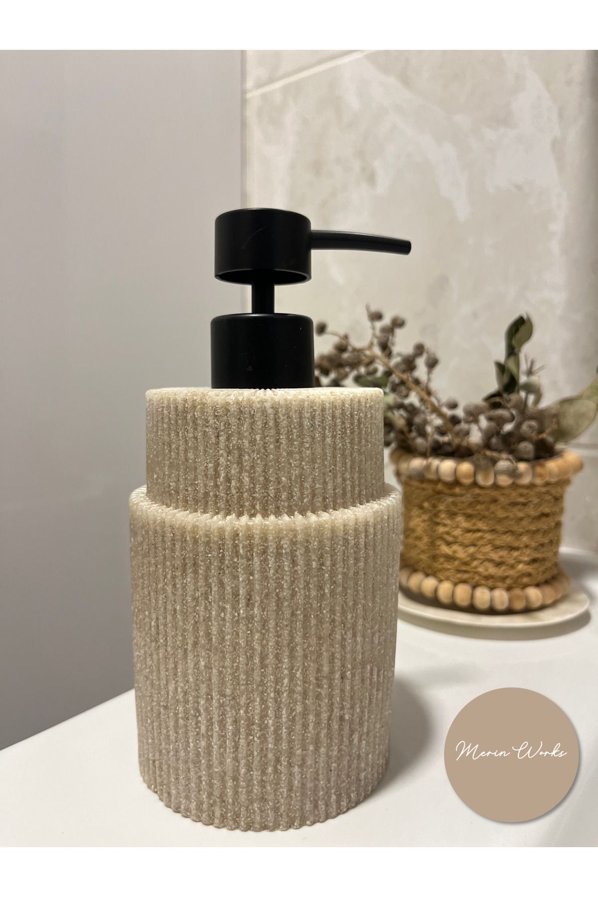 Butik Taş Efektli Polyresin Sıvı Sabunluk Mutfak Banyo Deterjanlık