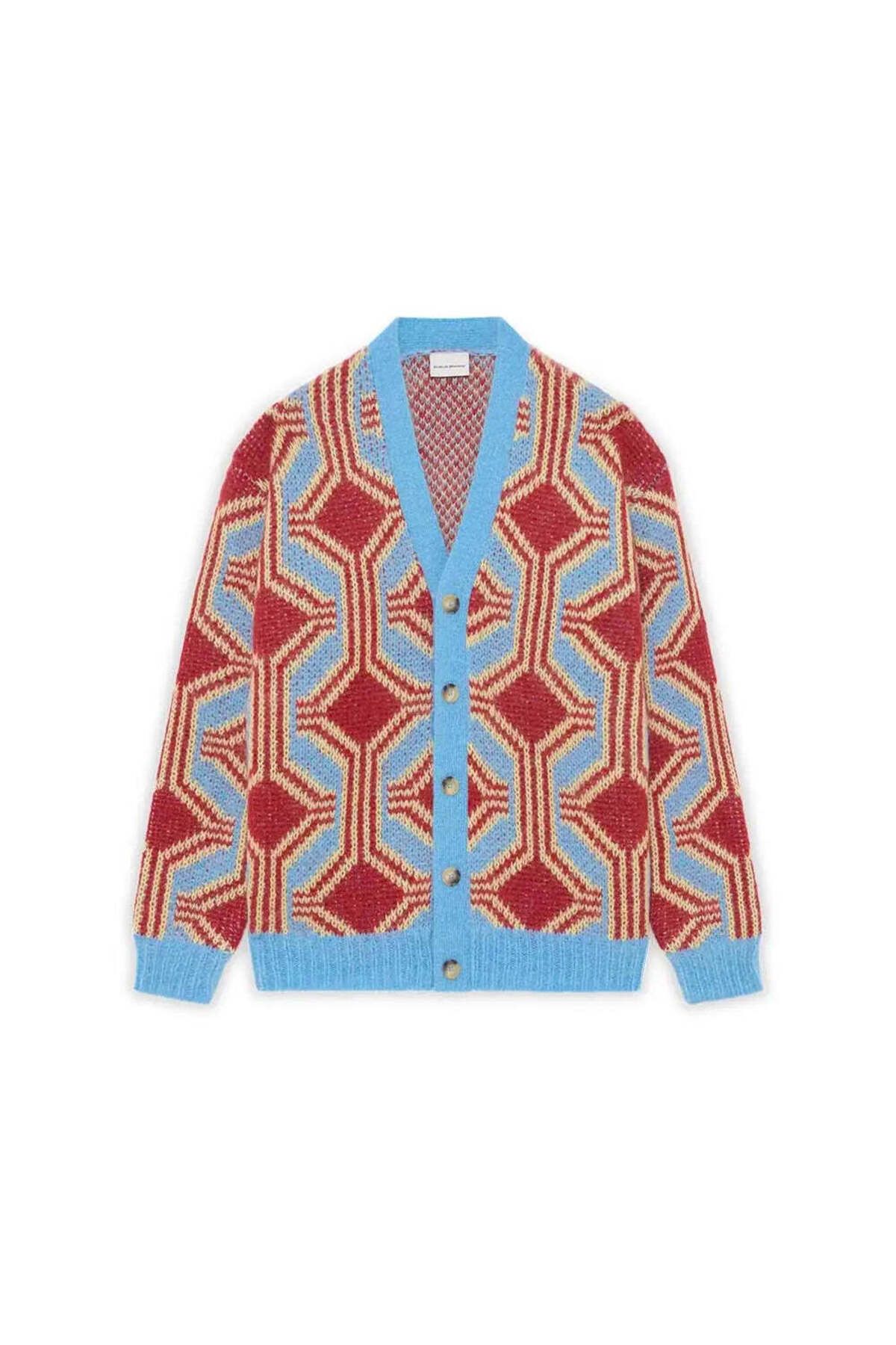American Rag Cie Şık Le Cardigan Mohair Geometrique - Kırmızı Yün ve Mohair Triko Hırka