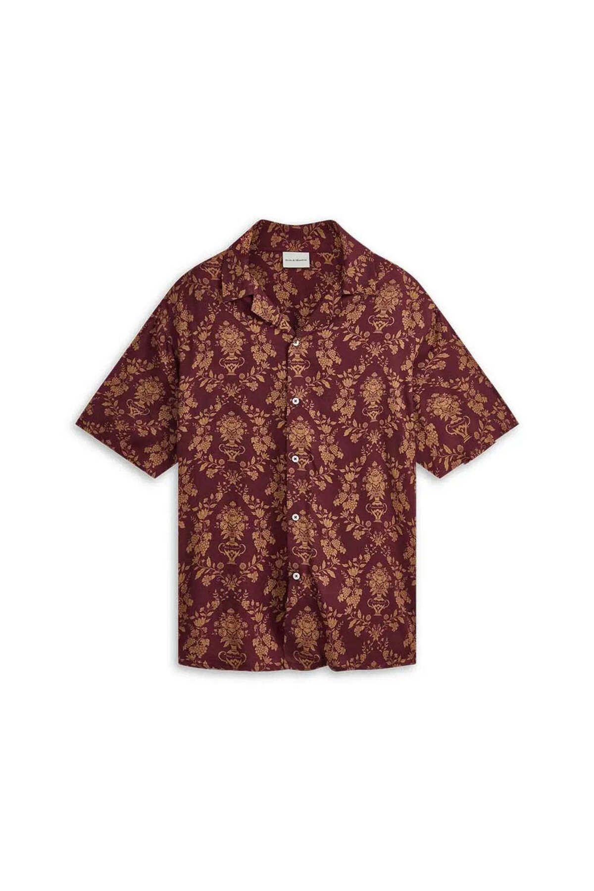 American Rag Cie La Chemise Damas: %100 Viskon Akışkan Kısa Kollu Gömlek, Rahat Fit Tasarım