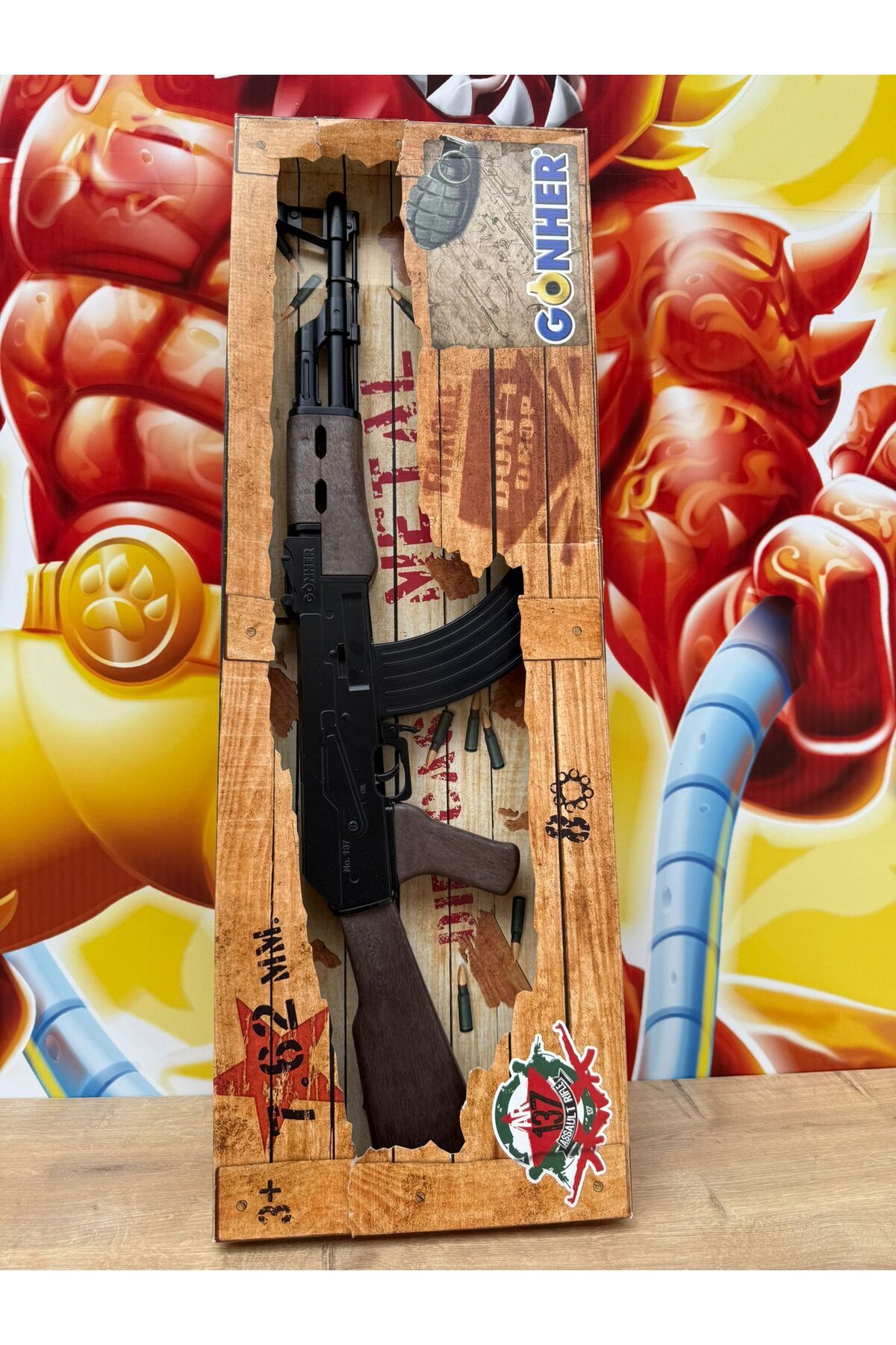scntoys Kapsül Patlatan AK47 Metal Tüfek Oyuncak 70Cm Kapsül Patlatan Silah Keleş FULL METAL