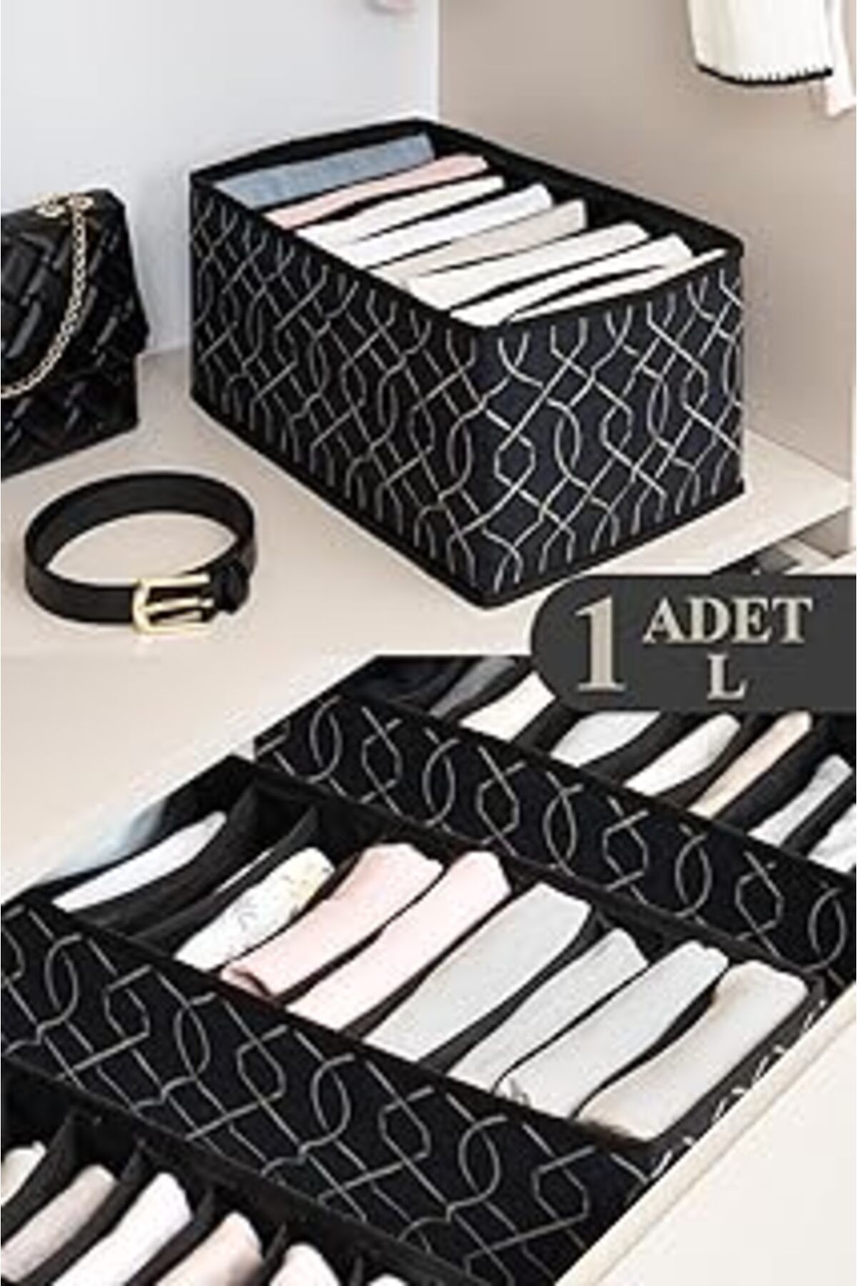 Qedii Pazar Kapısı Elegant Akordiyon Çekmece İçi Düzenleyici Organizer (1 Adet, Large)