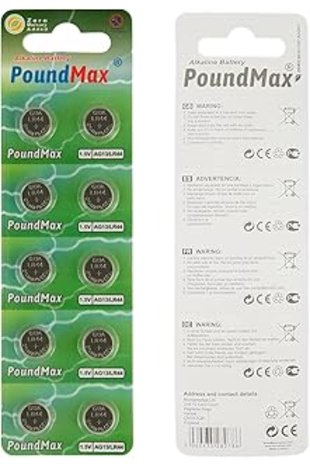 Roses Store Poundmax® 10 X Ag13 Lr44 1,5 V Alkalin Düğme Pil
