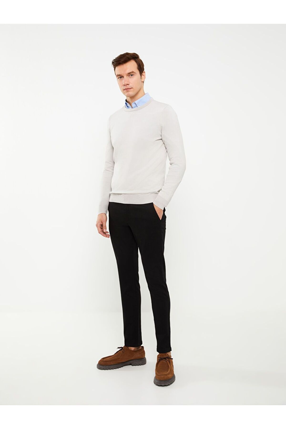 LC Waikiki Siyah Skinny Fit Gabardin Erkek Chino Pantolon