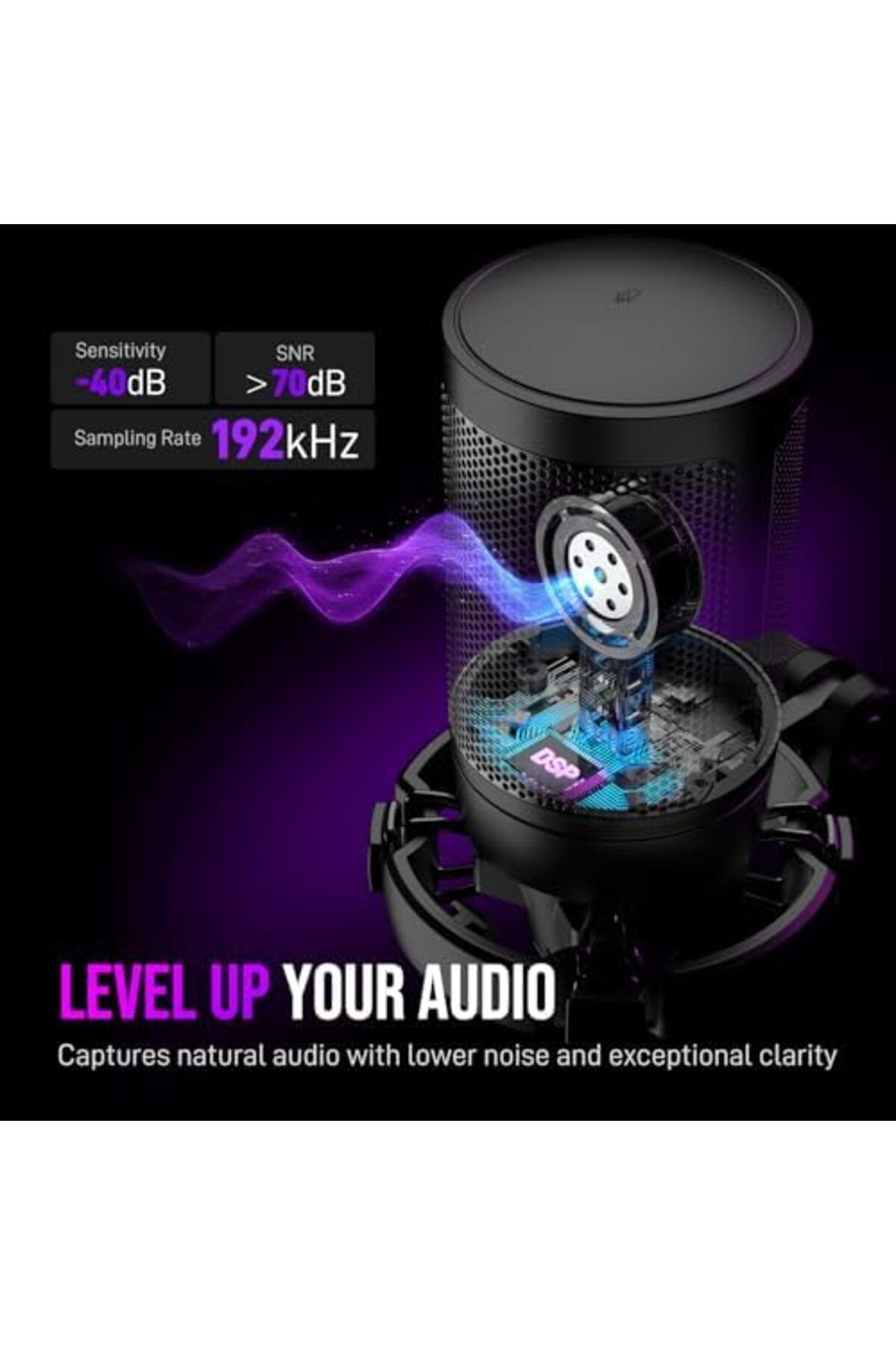 Fifine-Gaming USB Microphone for PC PS5, Condenser Mic with Quick Mute, RGB Indicator, Tripod Stand, 6