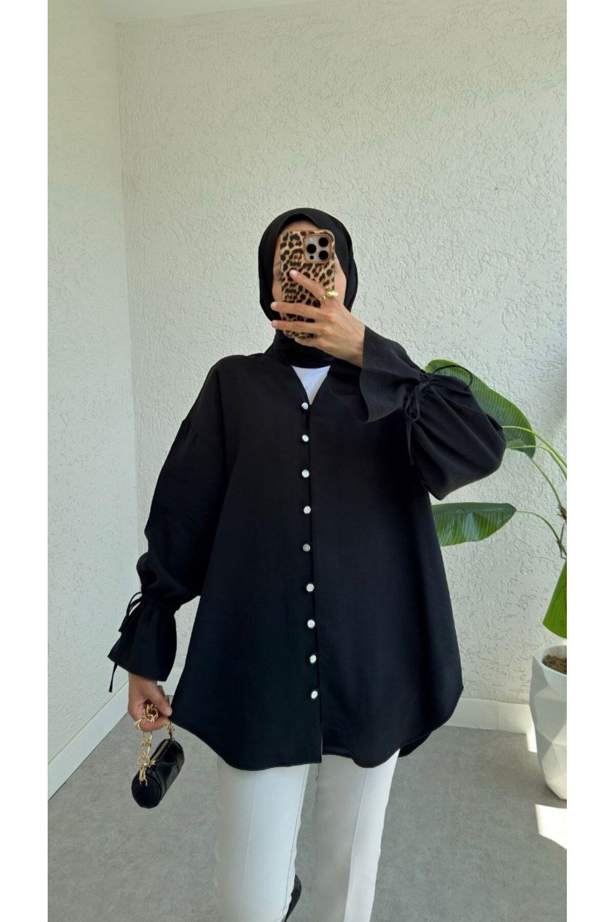 BisuModa KOLLARI FIRFIR VE BAĞLAMA DETAYLI MODAL KUMAŞ GÖMLEK