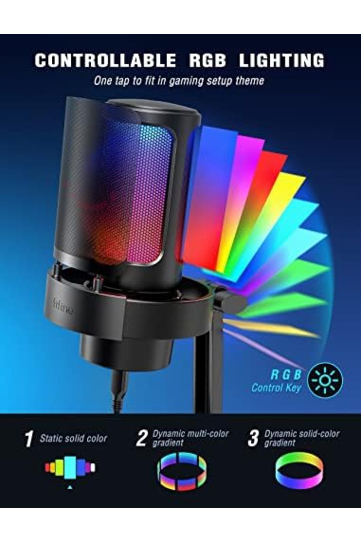Fifine-Gaming Microphone, USB PC Mic for Streaming, Podcasts, Recording, Condenser Computer Desktop 4