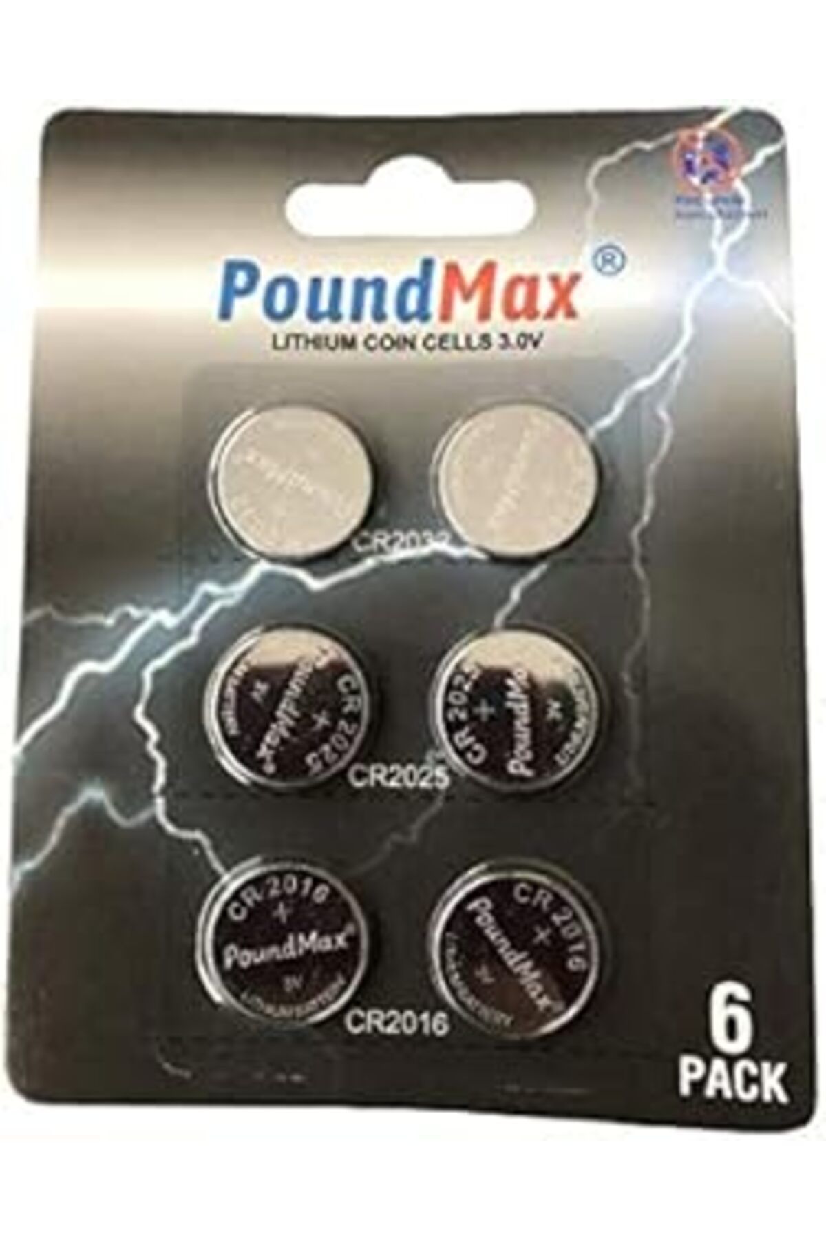 Pazarcan Poundmax Süper Karışık Cr2032 Cr2025 Cr2016 3 V Lityum Düğme Pil (6'Lı Paket)